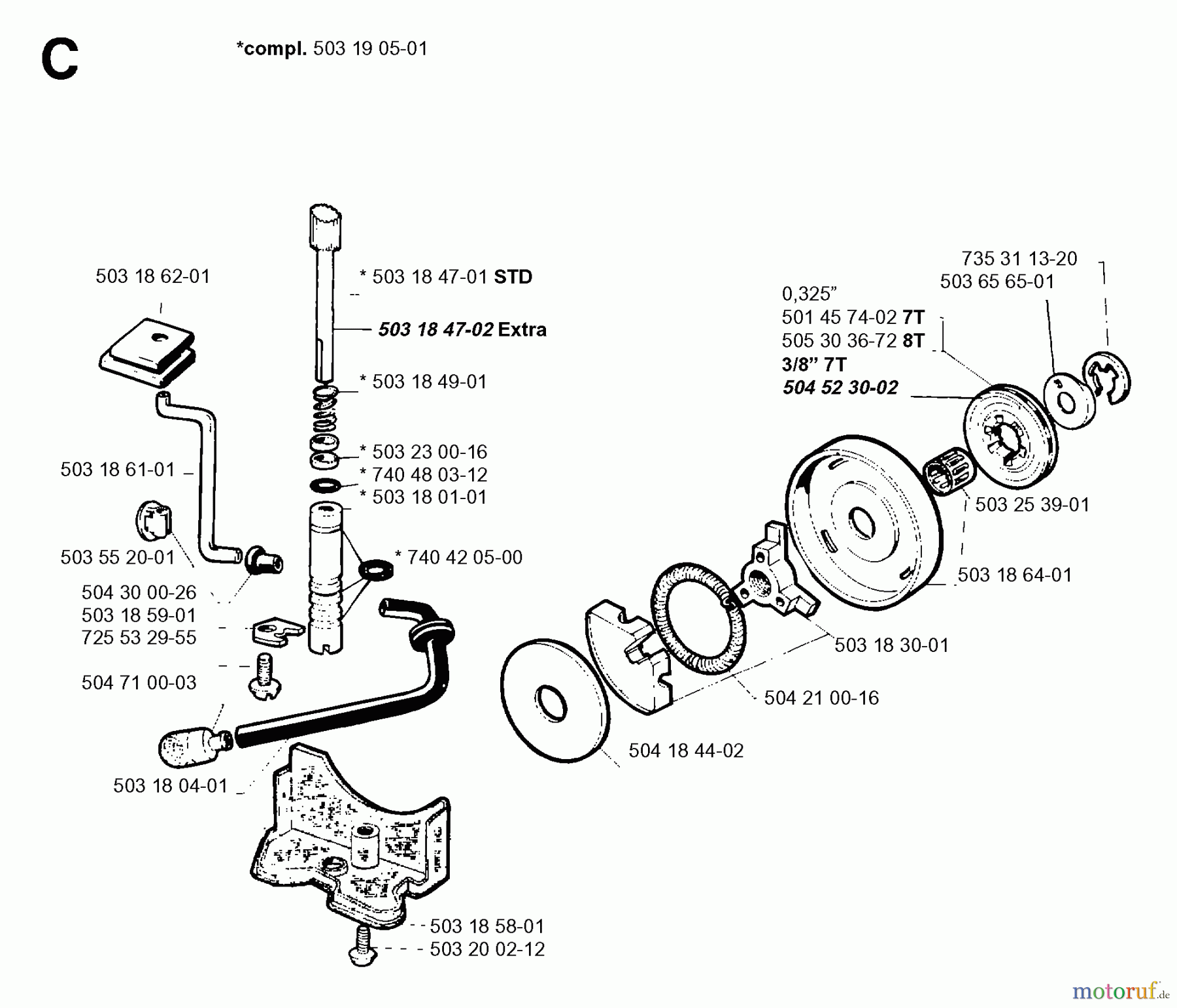 Jonsered Motorsägen 2054 - Jonsered Chainsaw (1996-02) CLUTCH OIL PUMP