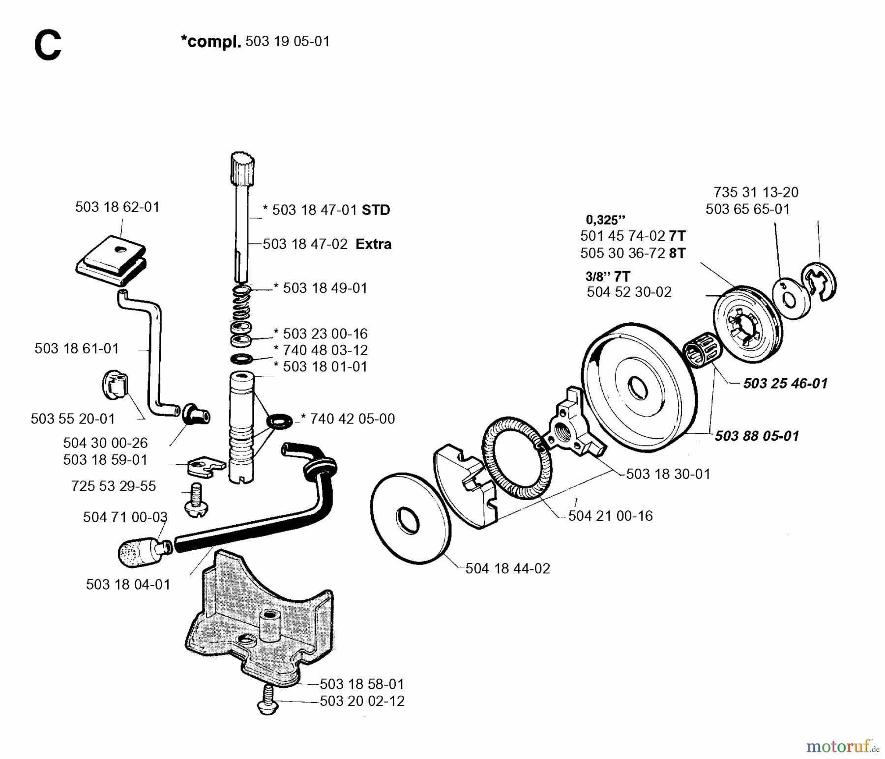  Jonsered Motorsägen 2054 - Jonsered Chainsaw (1996-09) CLUTCH OIL PUMP