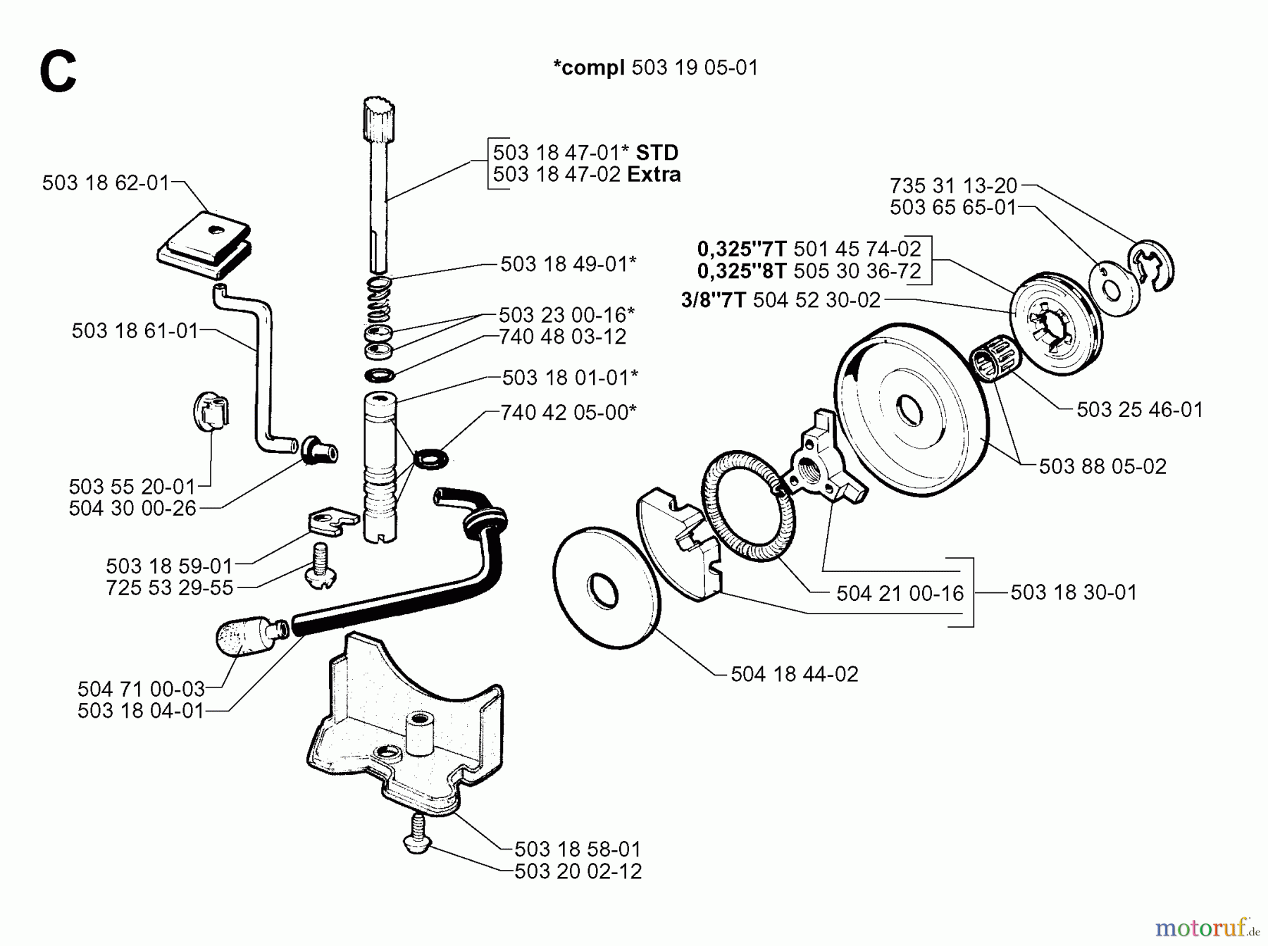 Jonsered Motorsägen 2055 - Jonsered Chainsaw (2000-05) CLUTCH OIL PUMP