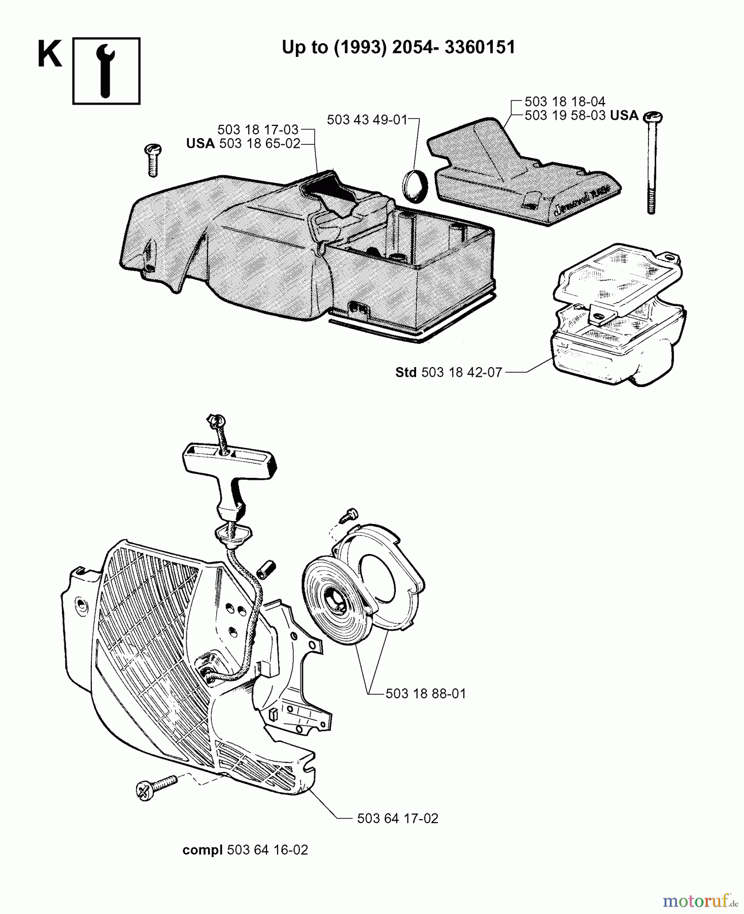 Jonsered Motorsägen 2054 - Jonsered Chainsaw (2000-05) CYLINDER COVER