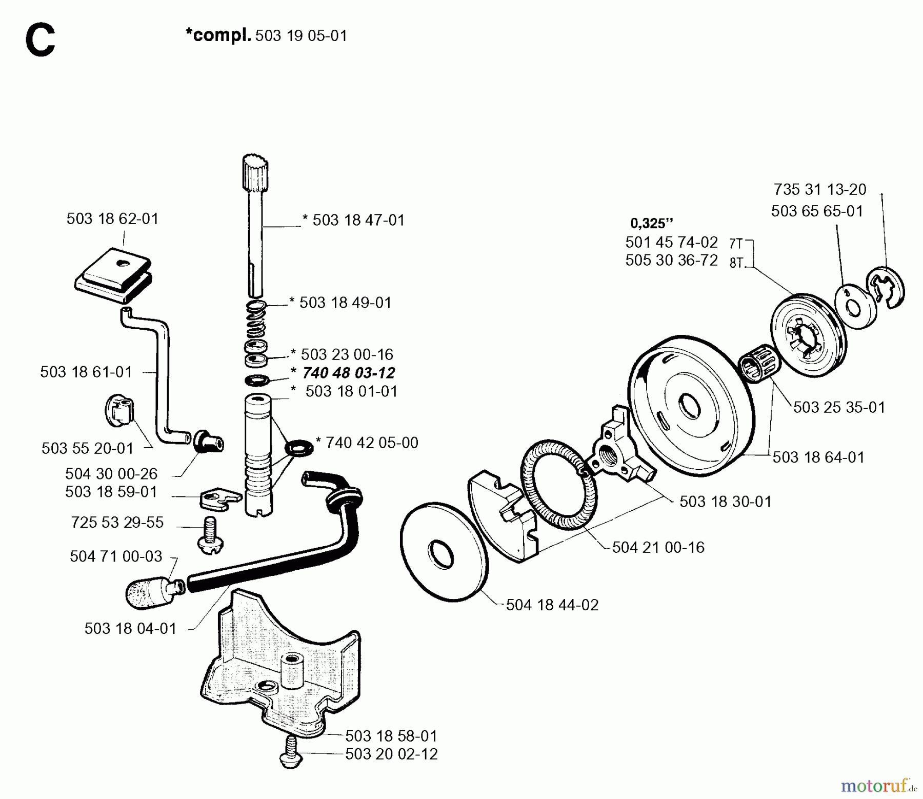 Jonsered Motorsägen 2055 - Jonsered Chainsaw (1994-05) CLUTCH OIL PUMP