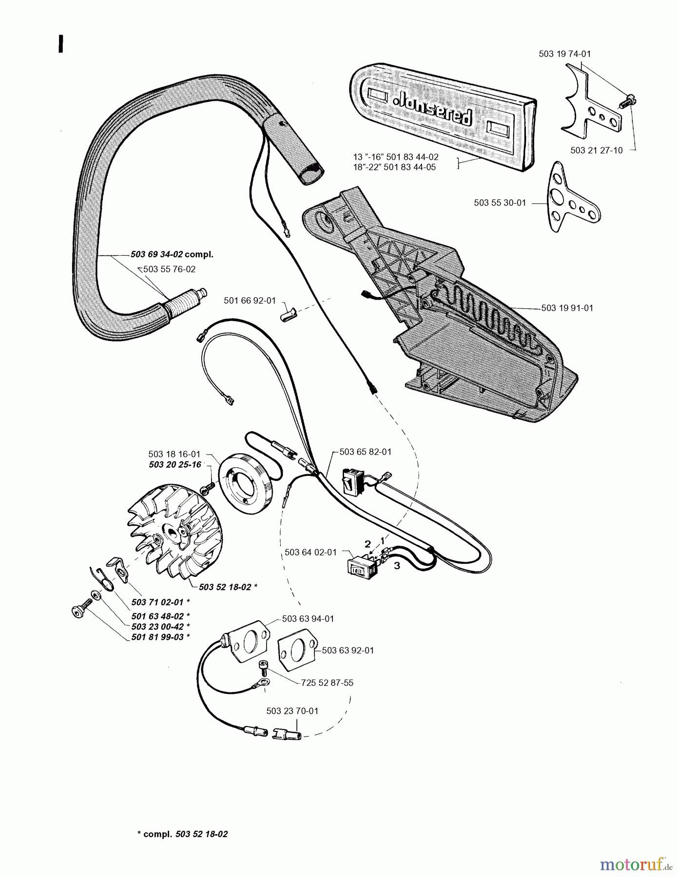  Jonsered Motorsägen 2055 - Jonsered Chainsaw (1994-05) HEATED HANDLES