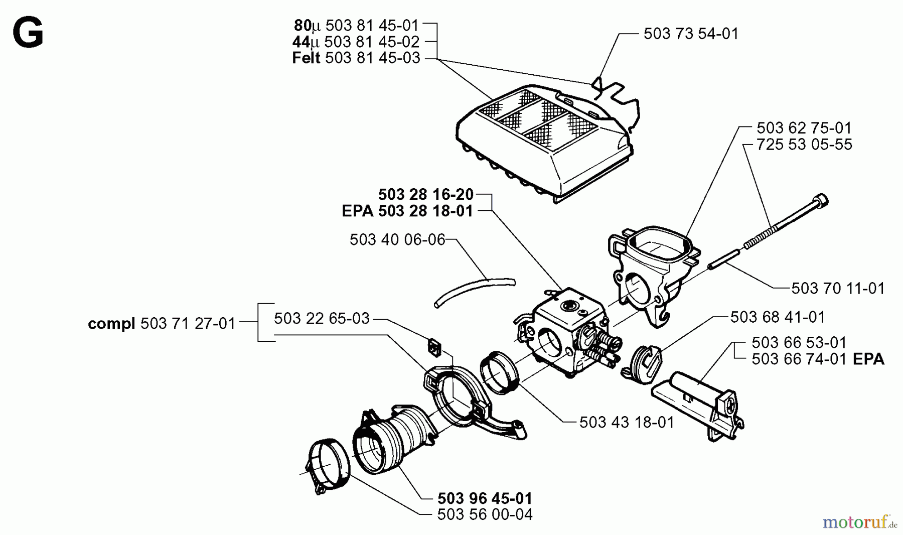 Jonsered Motorsägen 2063 - Jonsered Chainsaw (1999-03) CARBURETOR AIR FILTER