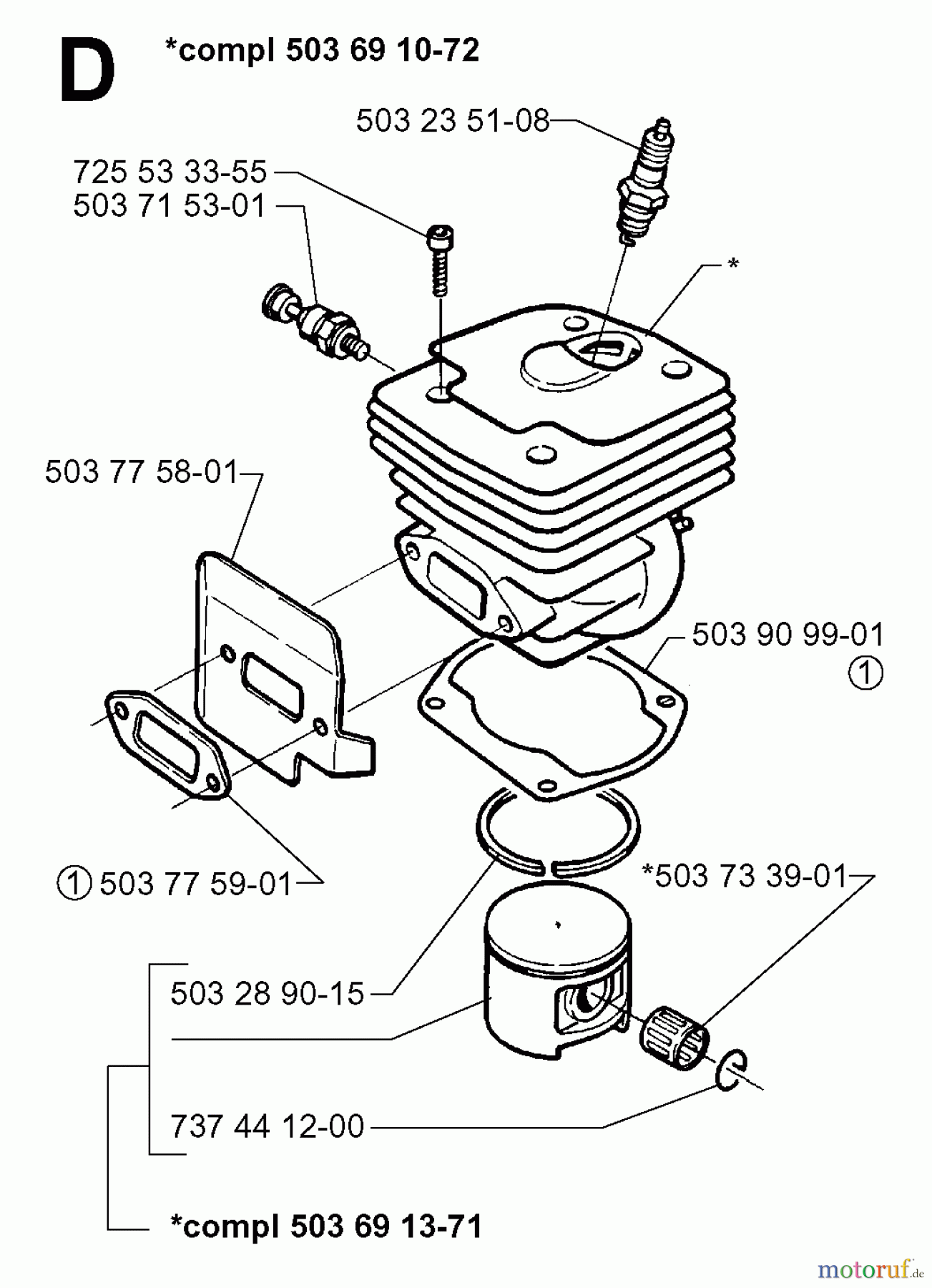 Jonsered Motorsägen 2065 - Jonsered Chainsaw (1997-02) CYLINDER PISTON