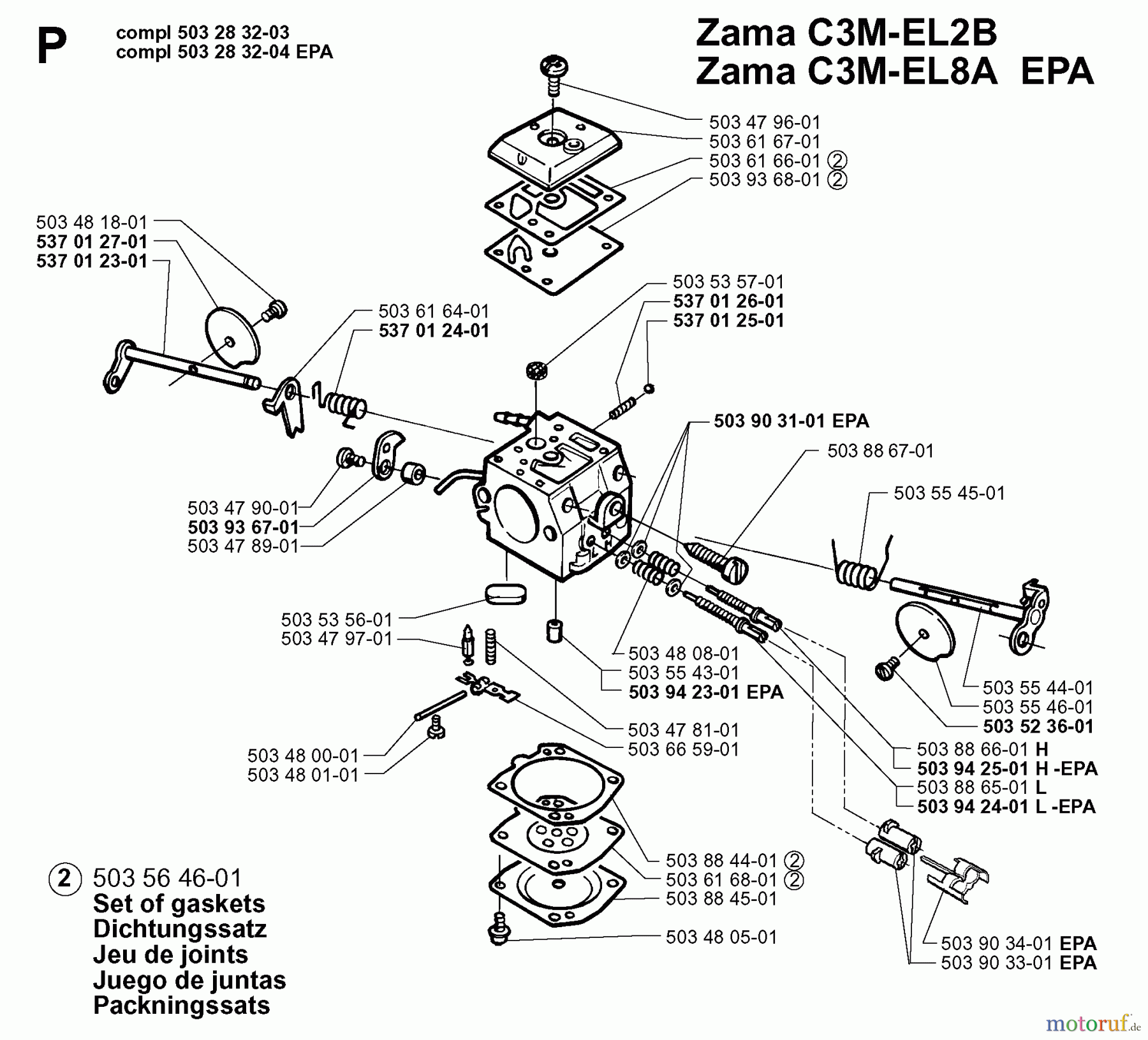 Jonsered Motorsägen 2065 - Jonsered Chainsaw (1999-03) CARBURETOR DETAILS
