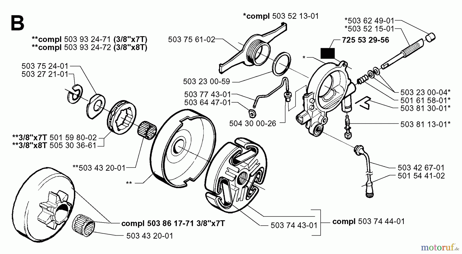 Jonsered Motorsägen 2065 - Jonsered Chainsaw (1999-03) CLUTCH OIL PUMP