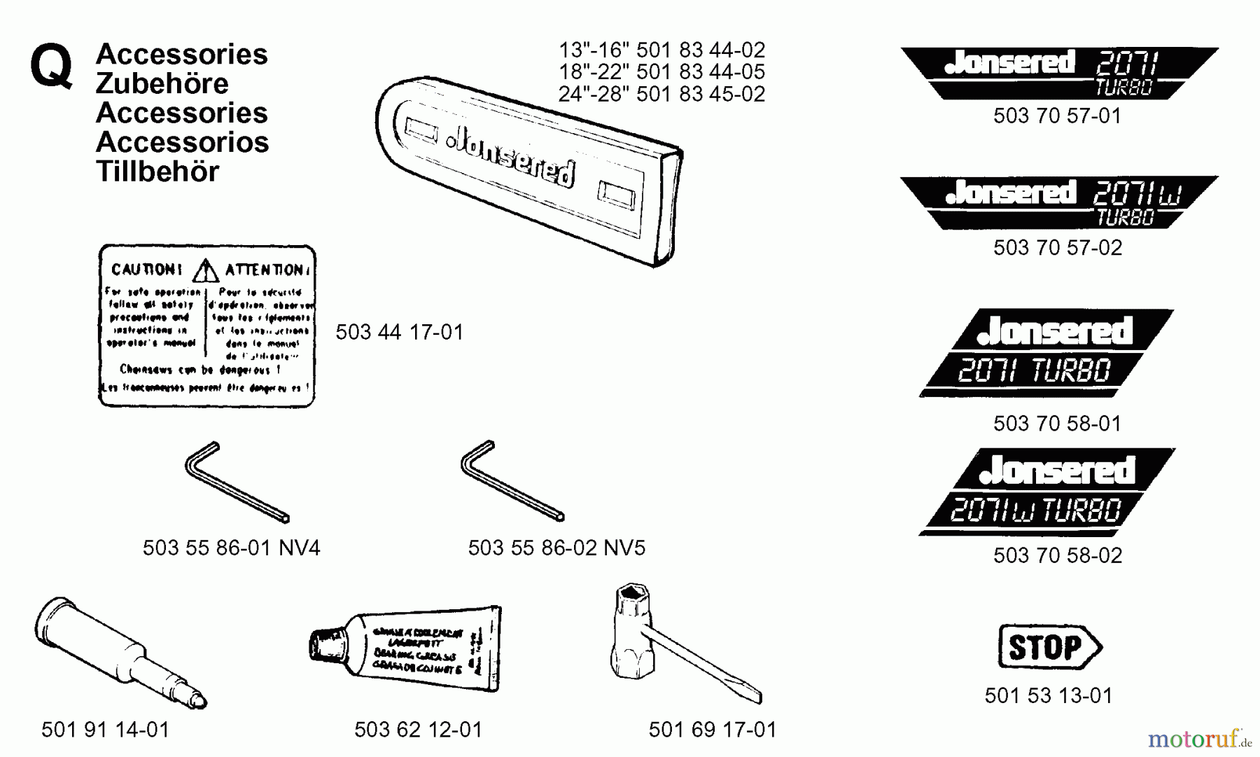  Jonsered Motorsägen 2071 - Jonsered Chainsaw (1997-02) ACCESSORIES