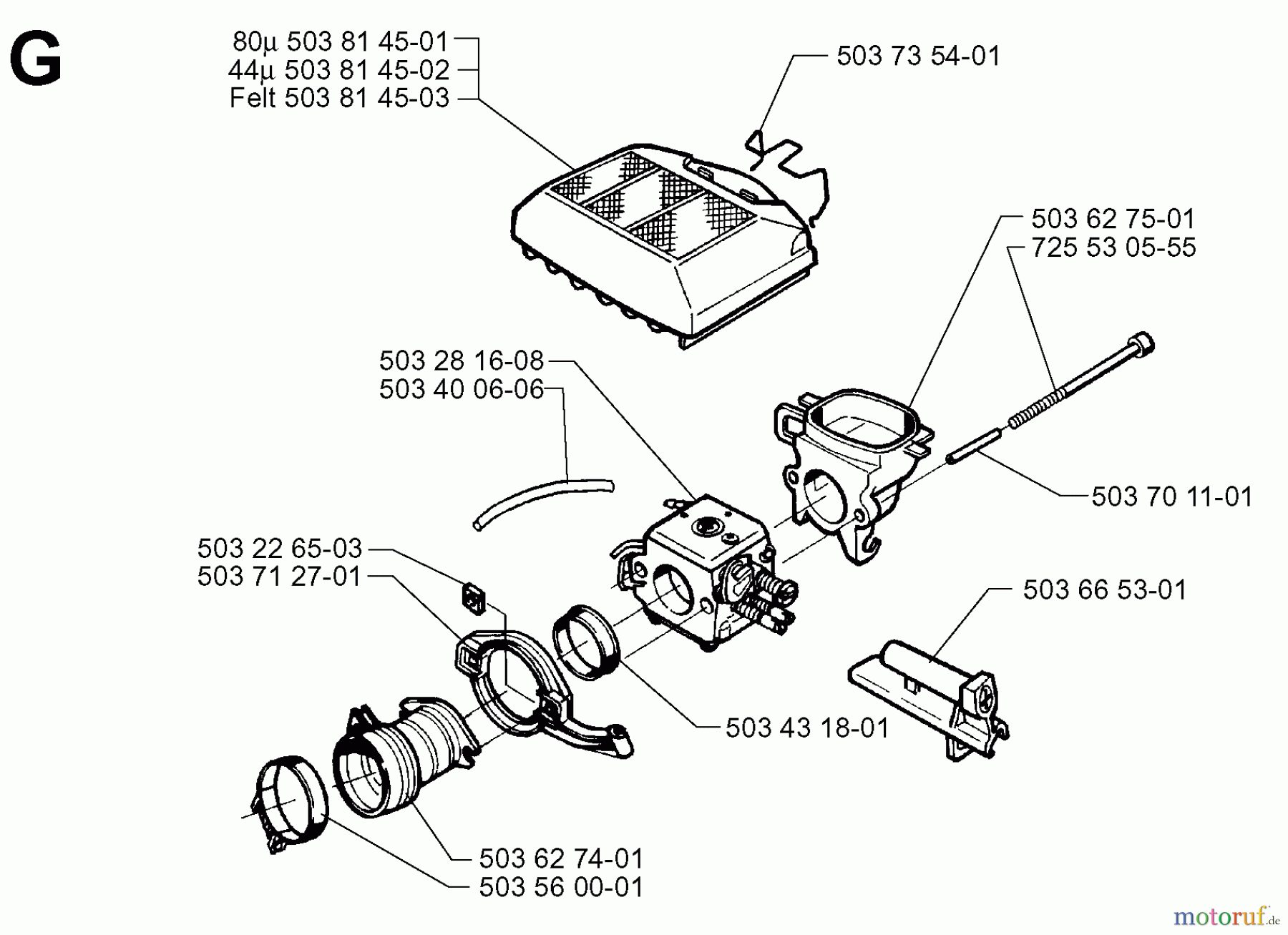  Jonsered Motorsägen 2071 - Jonsered Chainsaw (1997-02) CARBURETOR AIR FILTER