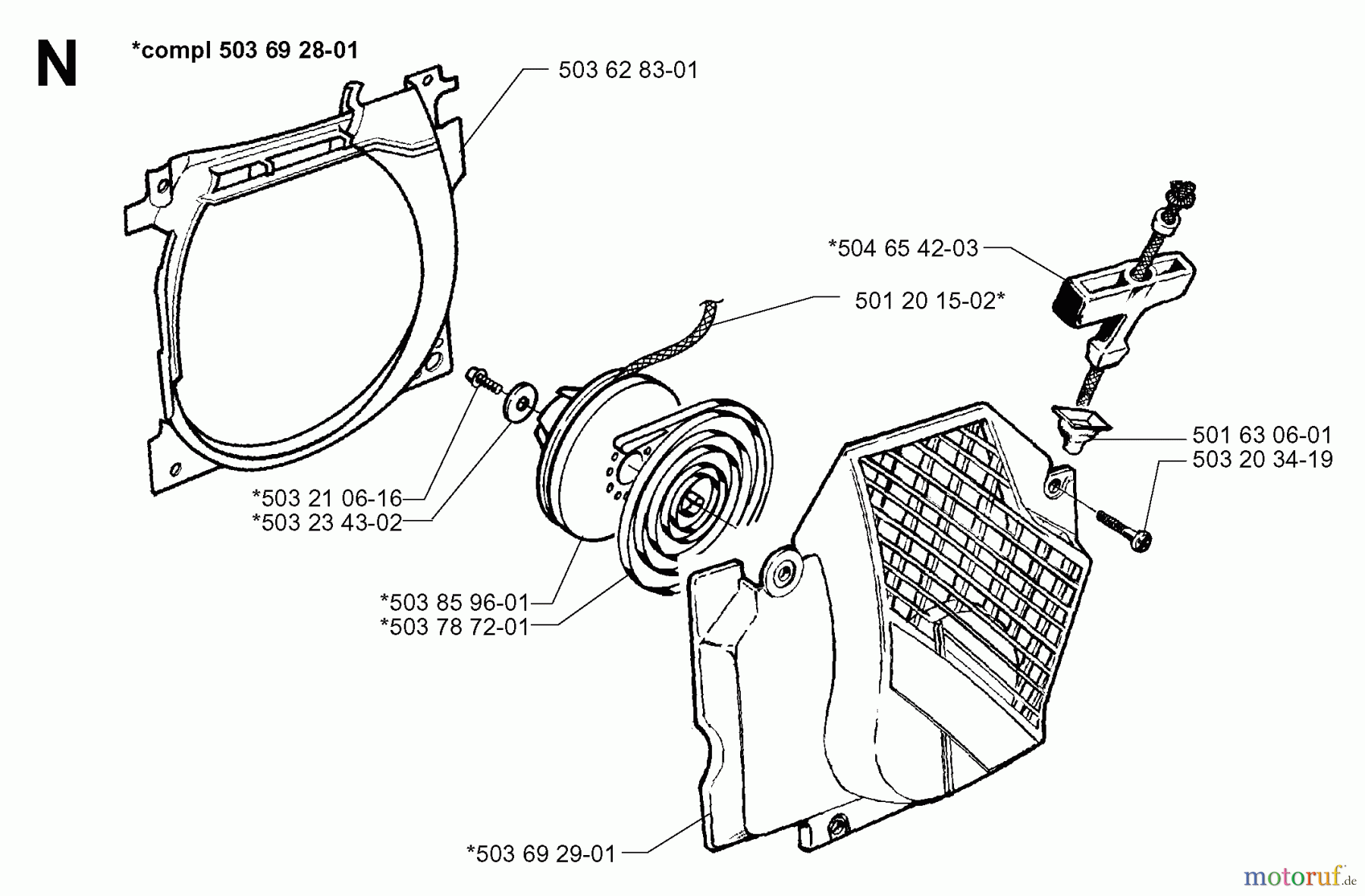  Jonsered Motorsägen 2071 - Jonsered Chainsaw (1997-02) STARTER