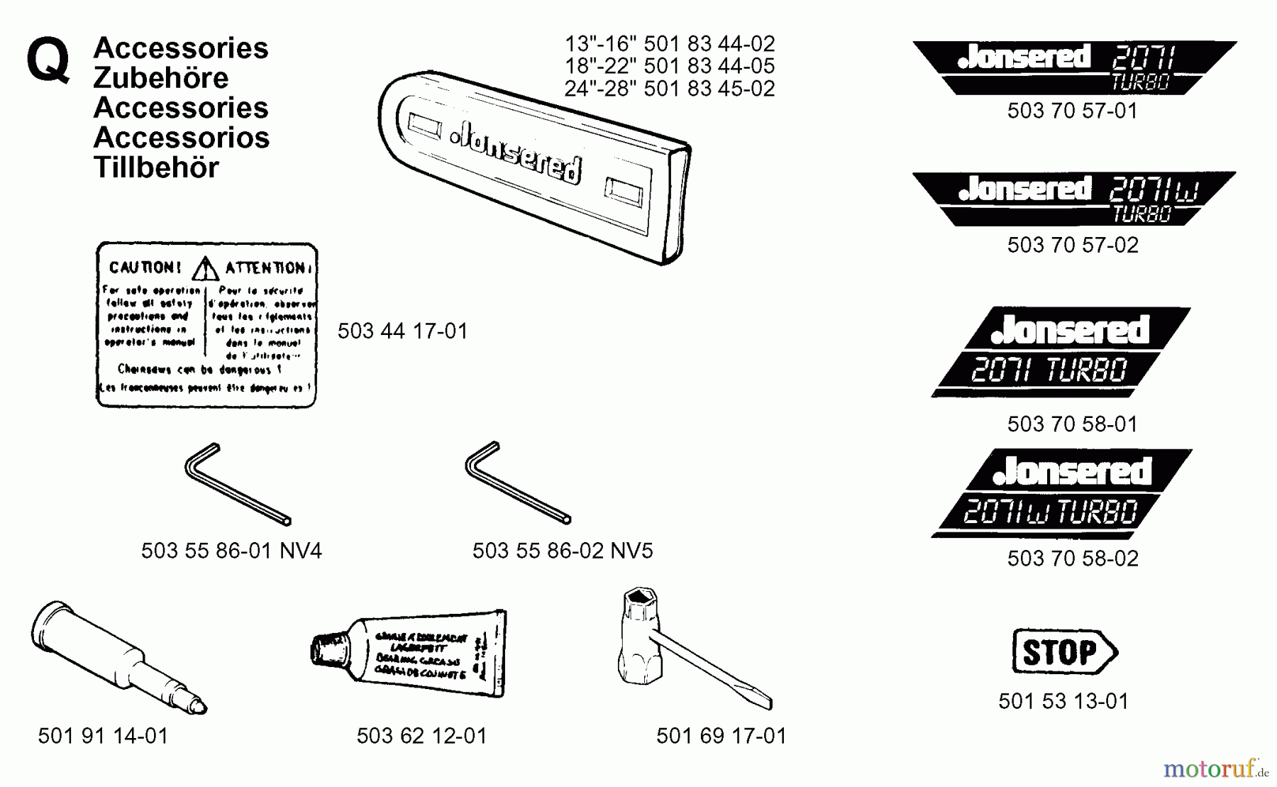 Jonsered Motorsägen 2071 - Jonsered Chainsaw (1997-11) ACCESSORIES