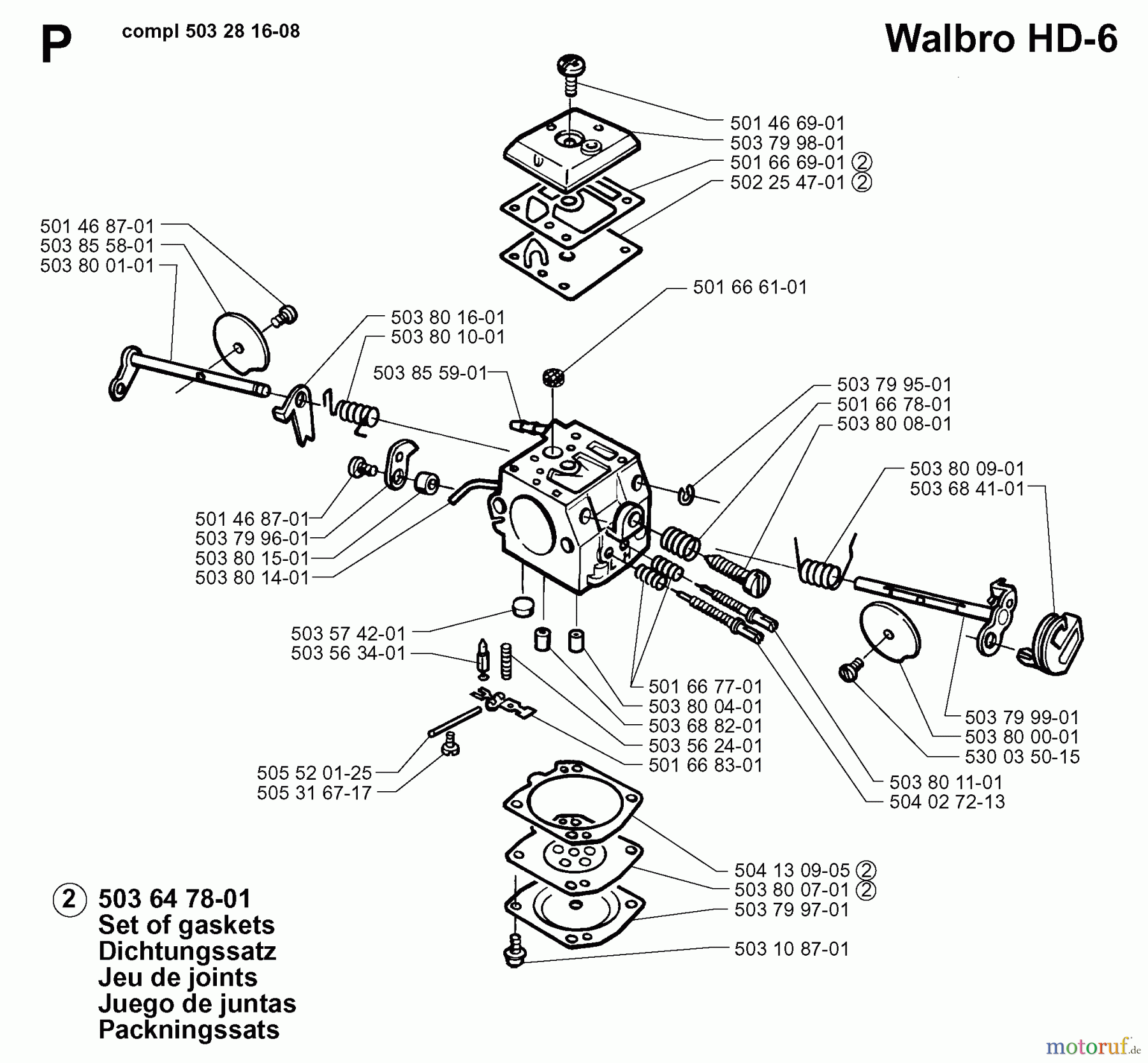Jonsered Motorsägen 2071 - Jonsered Chainsaw (1997-11) CARBURETOR DETAILS