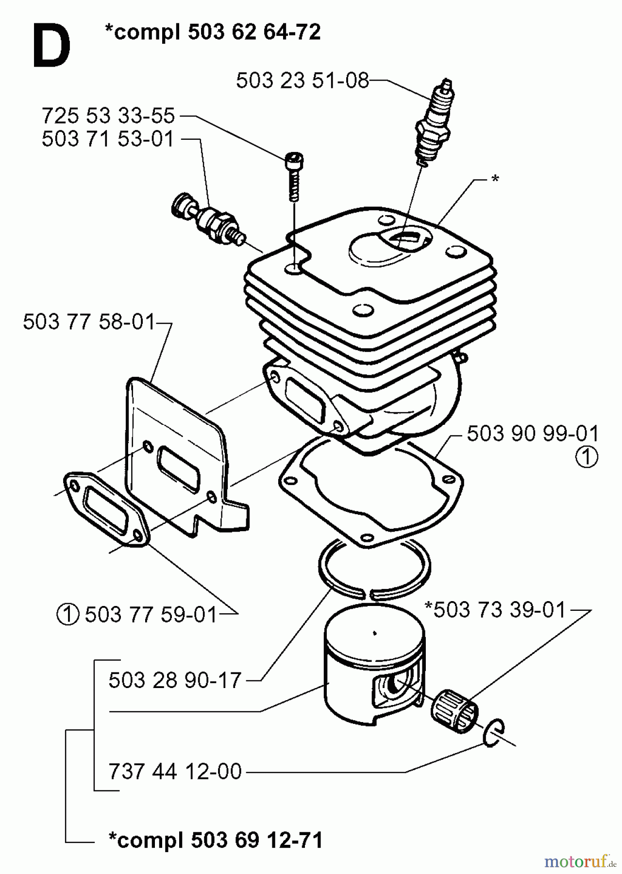  Jonsered Motorsägen 2071 - Jonsered Chainsaw (1997-11) CYLINDER PISTON