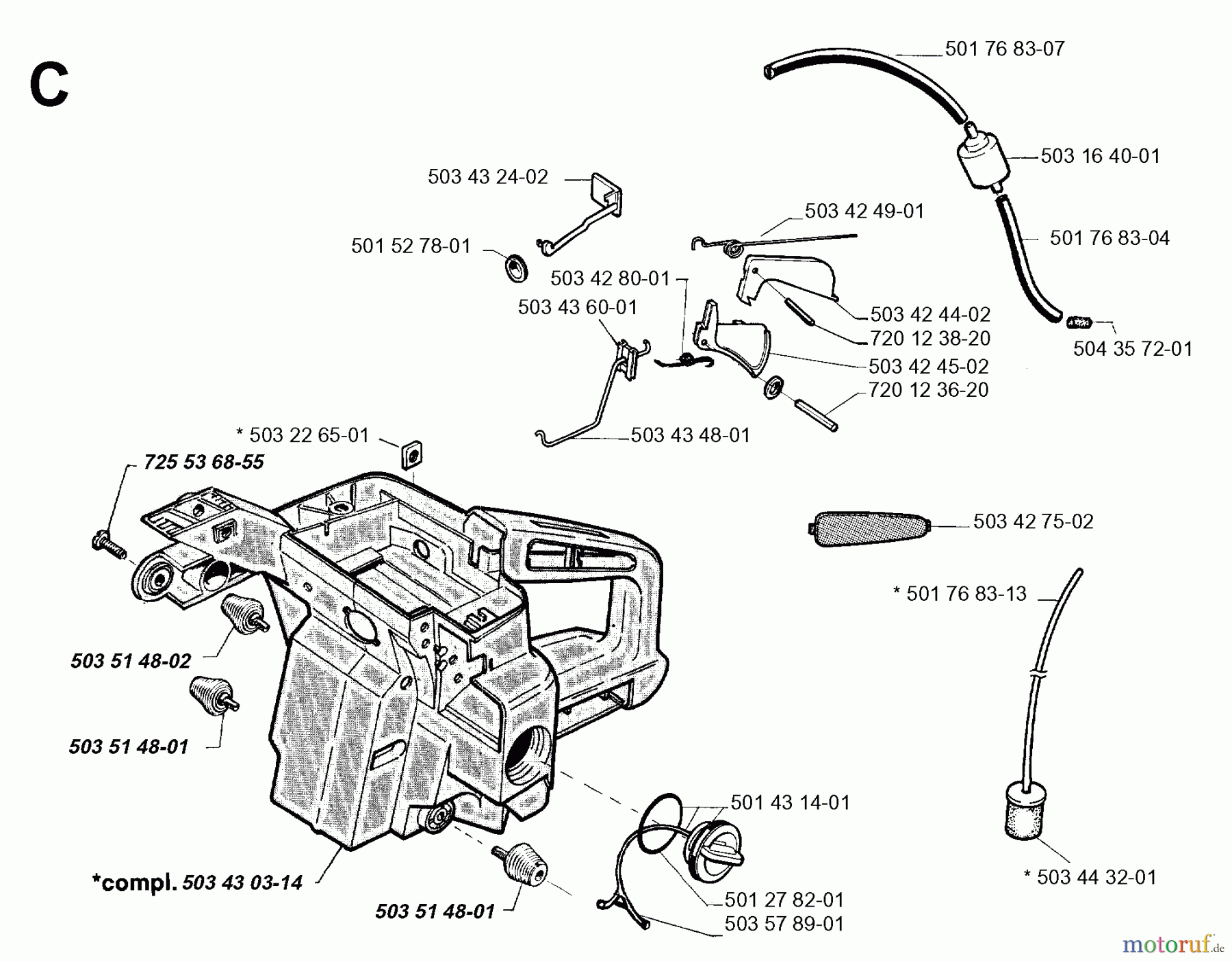  Jonsered Motorsägen 2077 - Jonsered Chainsaw (1994-09) HANDLE
