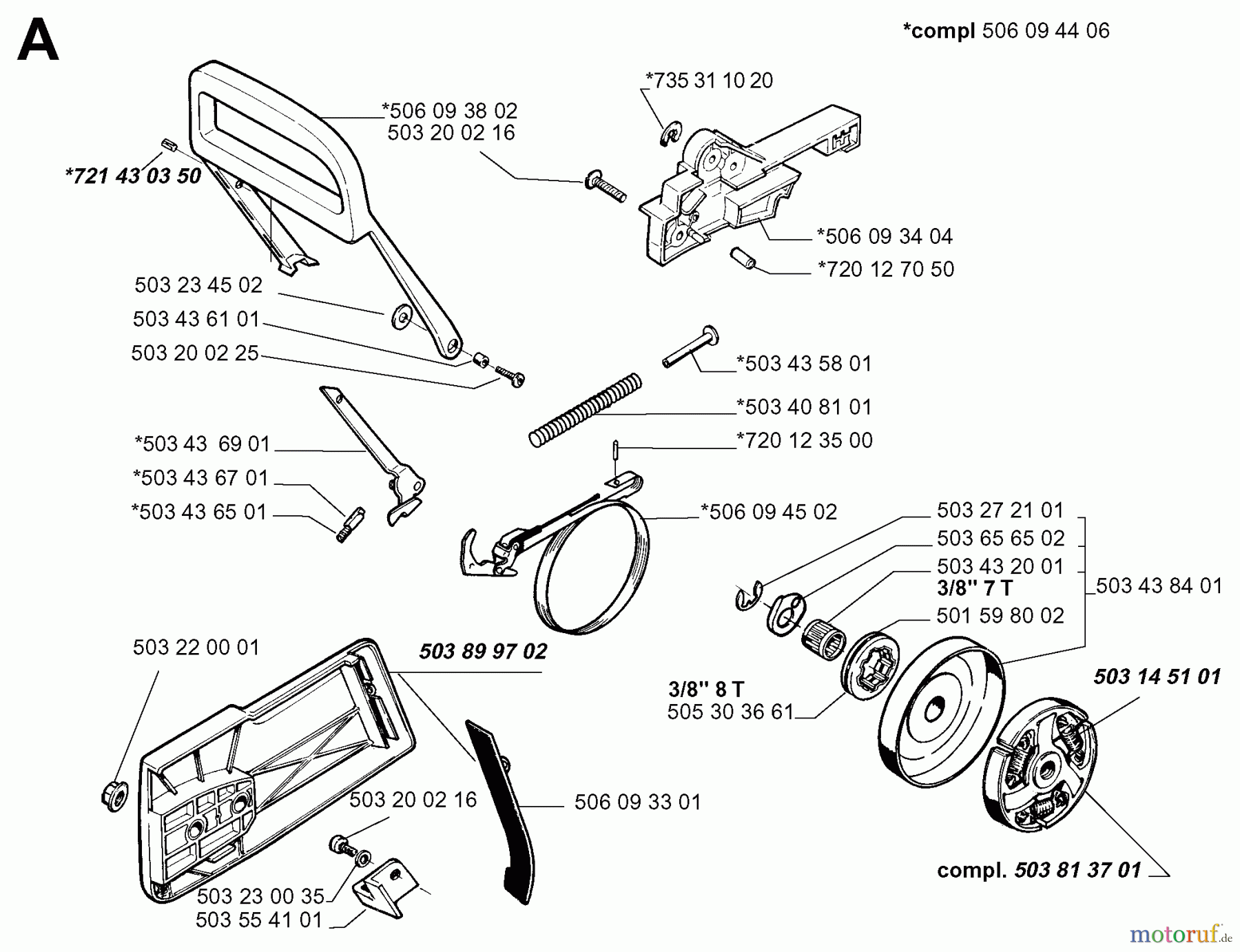  Jonsered Motorsägen 2077 - Jonsered Chainsaw (1998-03) CHAIN BRAKE CLUTCH COVER