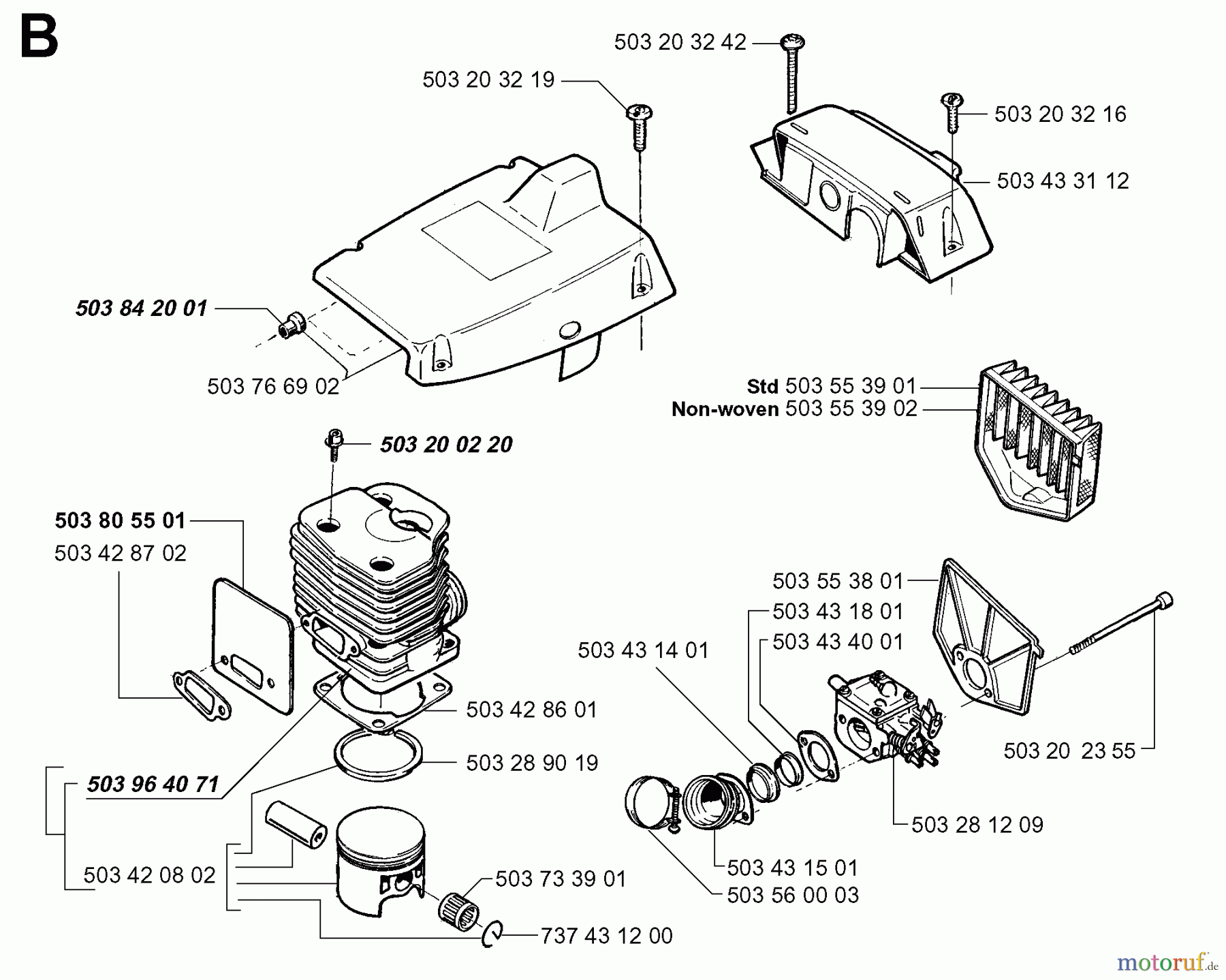  Jonsered Motorsägen 2077 - Jonsered Chainsaw (1998-03) CYLINDER PISTON