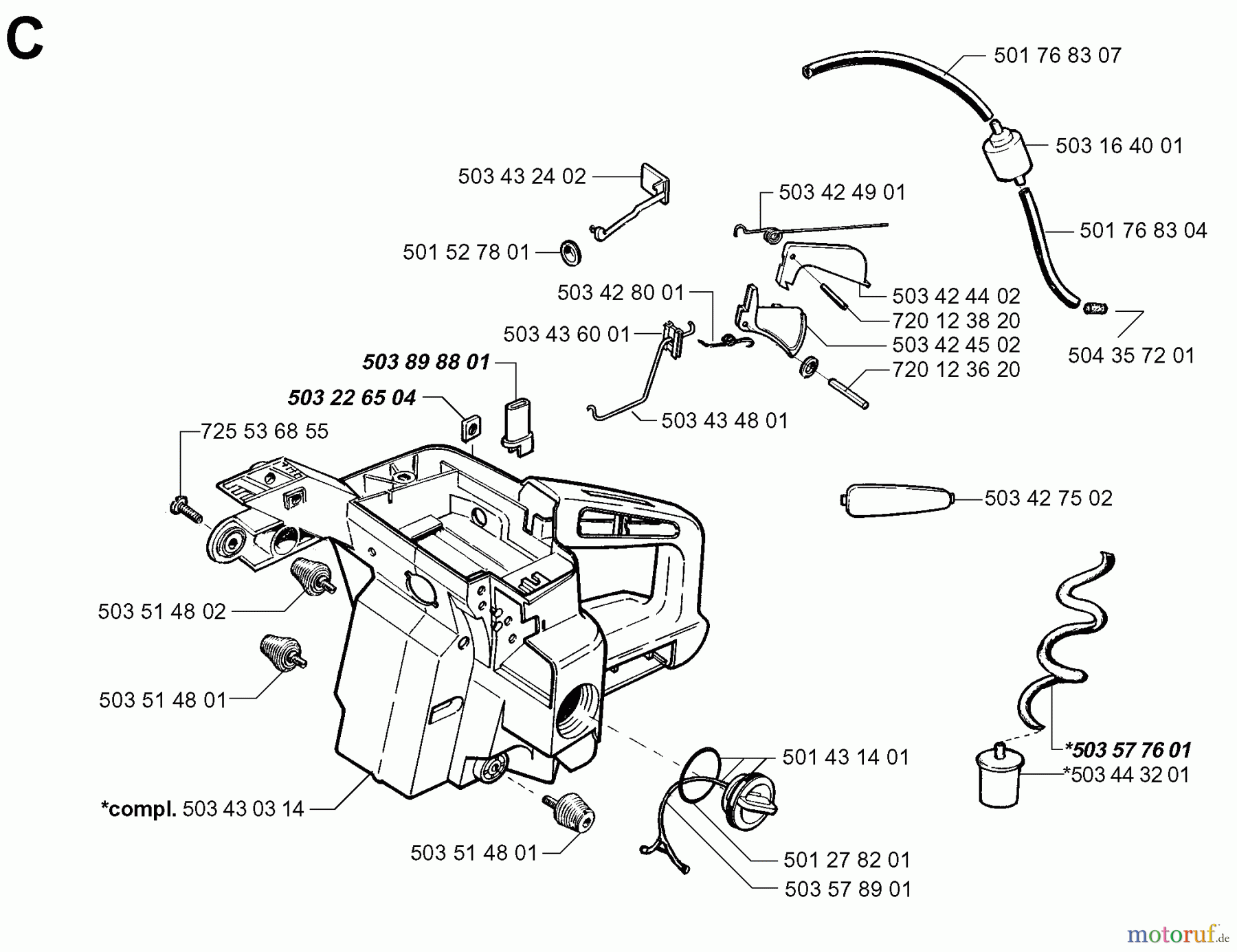  Jonsered Motorsägen 2077 - Jonsered Chainsaw (1998-03) HANDLE