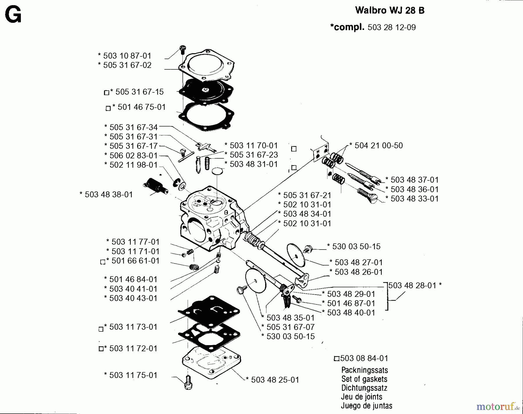 Jonsered Motorsägen 2083 - Jonsered Chainsaw (1995-05) CARBURETOR DETAILS