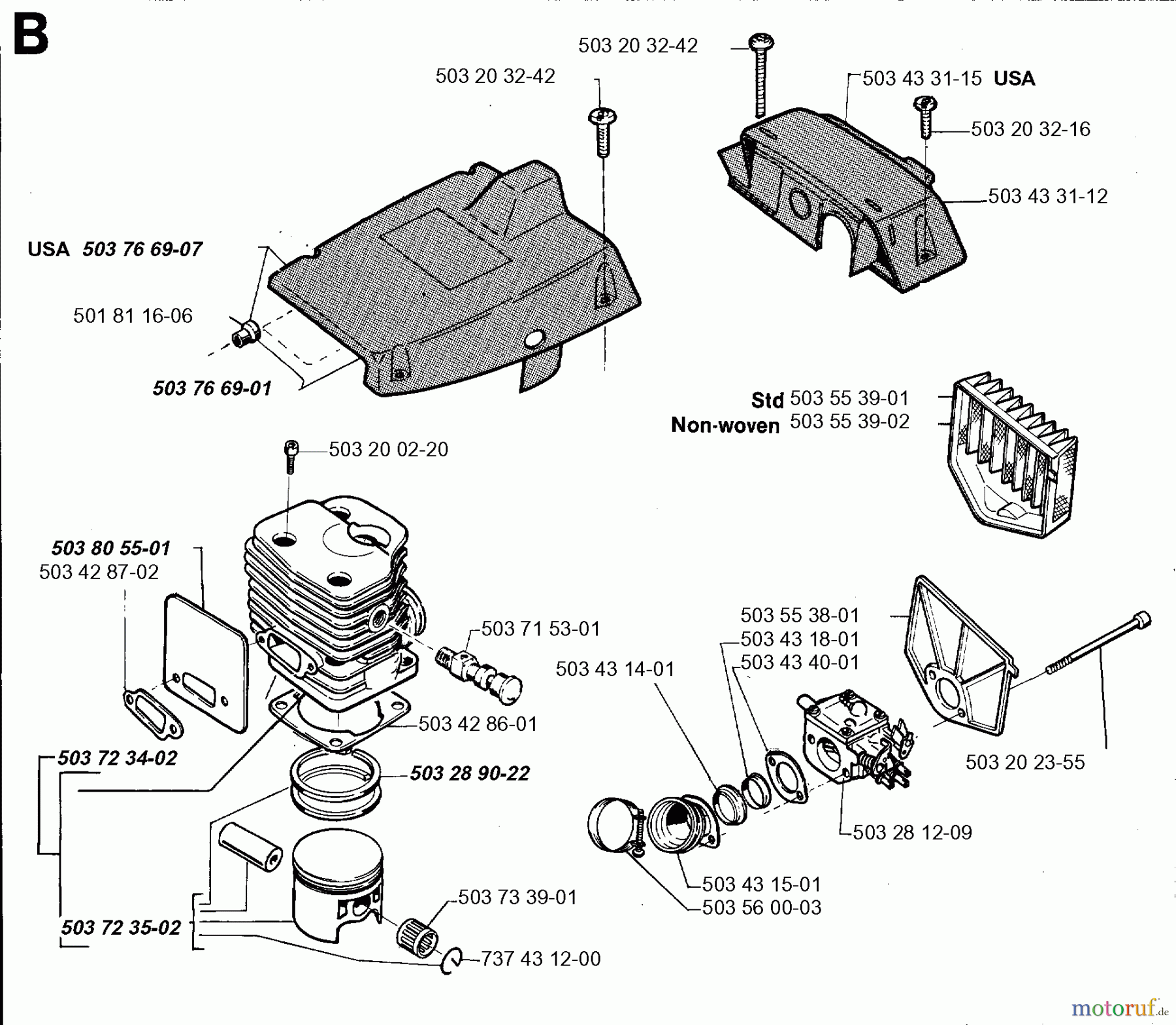  Jonsered Motorsägen 2083 - Jonsered Chainsaw (1995-05) CYLINDER PISTON