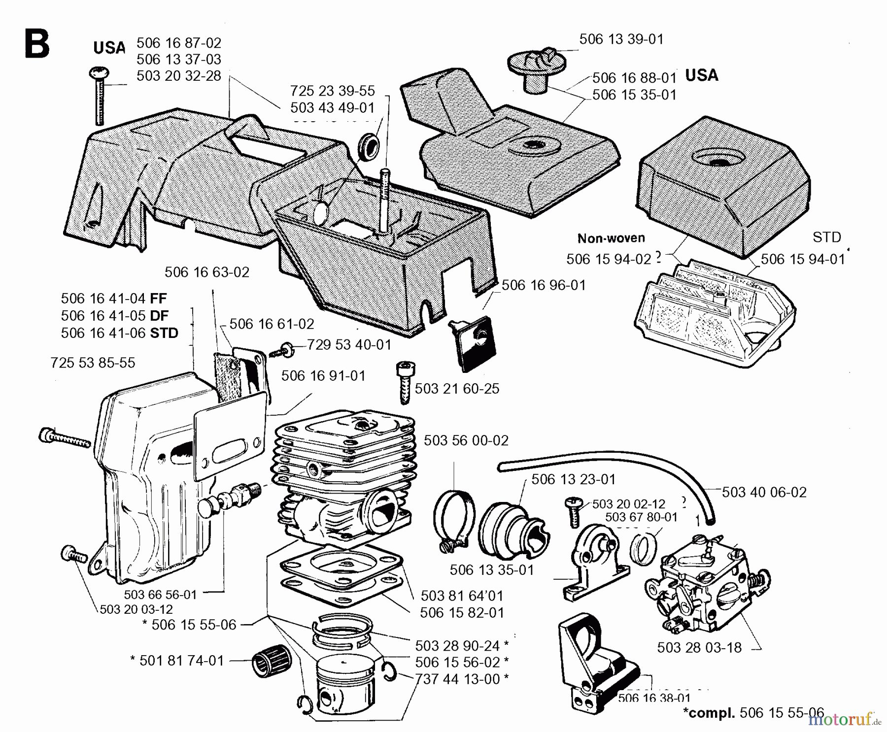  Jonsered Motorsägen 2095 - Jonsered Chainsaw (1996-10) CYLINDER PISTON MUFFLER
