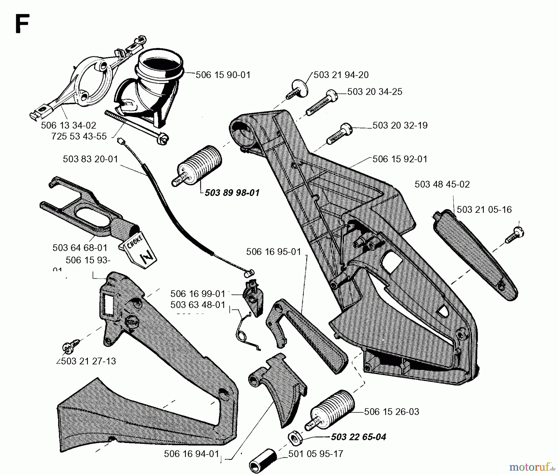  Jonsered Motorsägen 2095 - Jonsered Chainsaw (1996-10) HANDLE CONTROLS