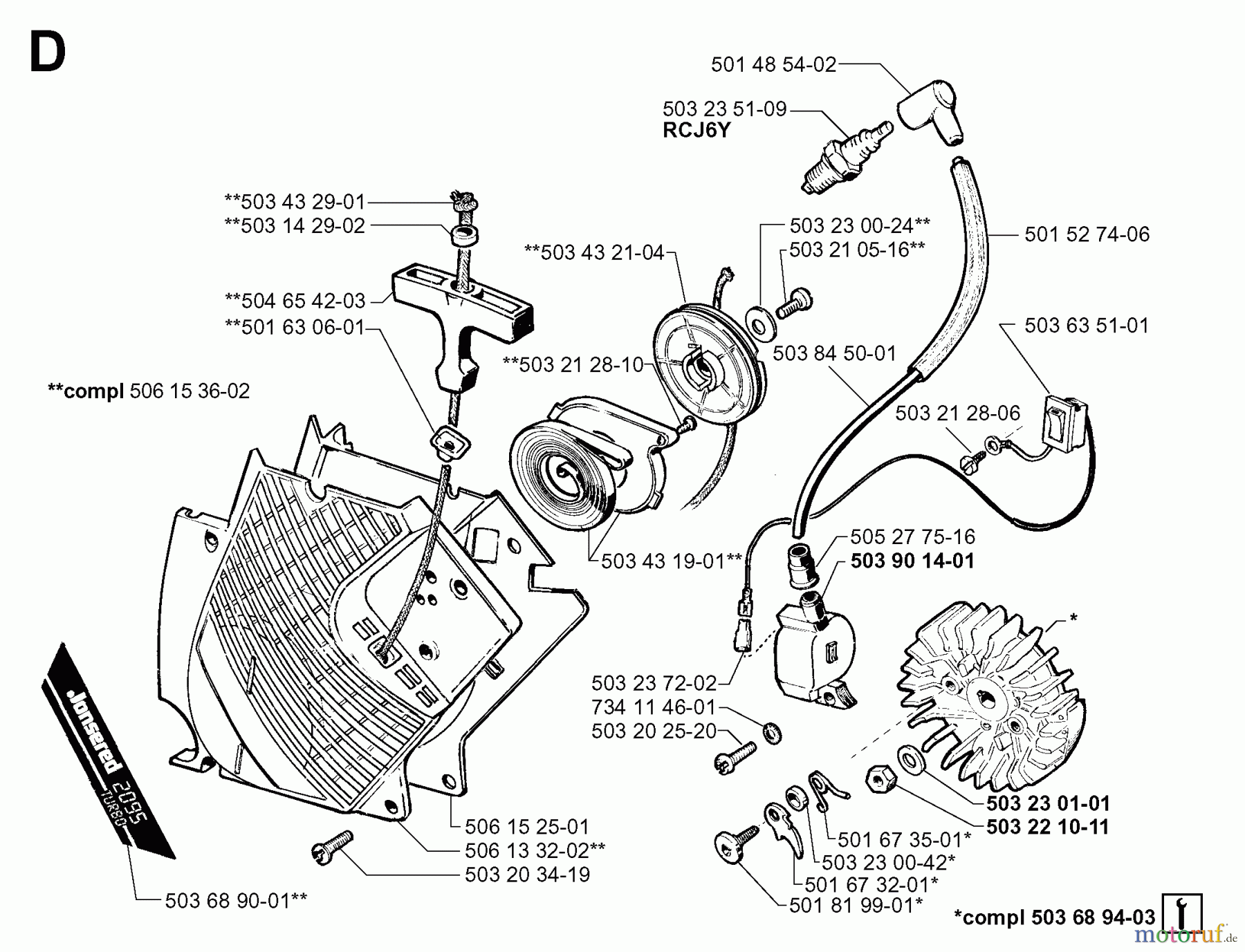 Jonsered Motorsägen 2095 - Jonsered Chainsaw (2000-06) STARTER