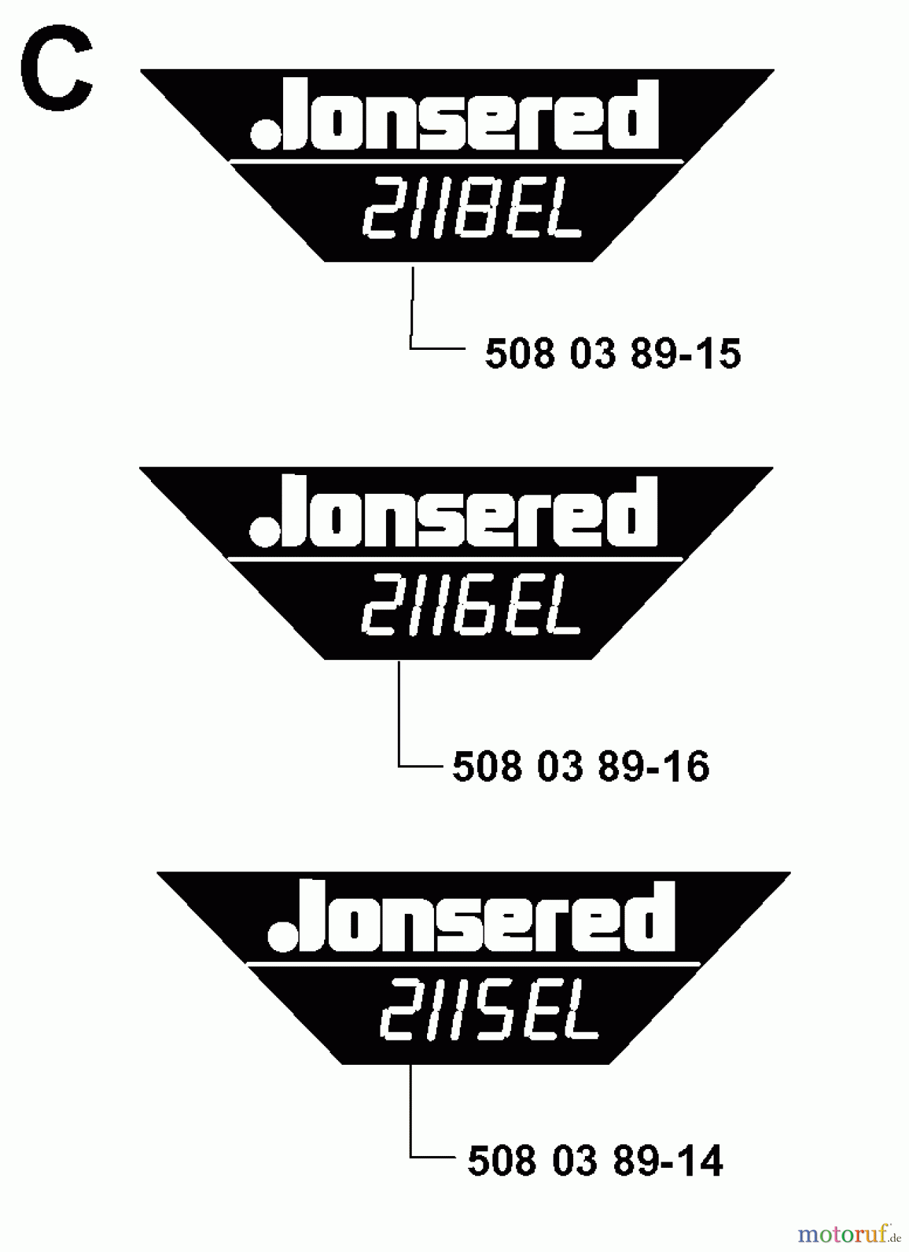 Jonsered Motorsägen 2115EL - Jonsered Chainsaw (2000-02) DECALS