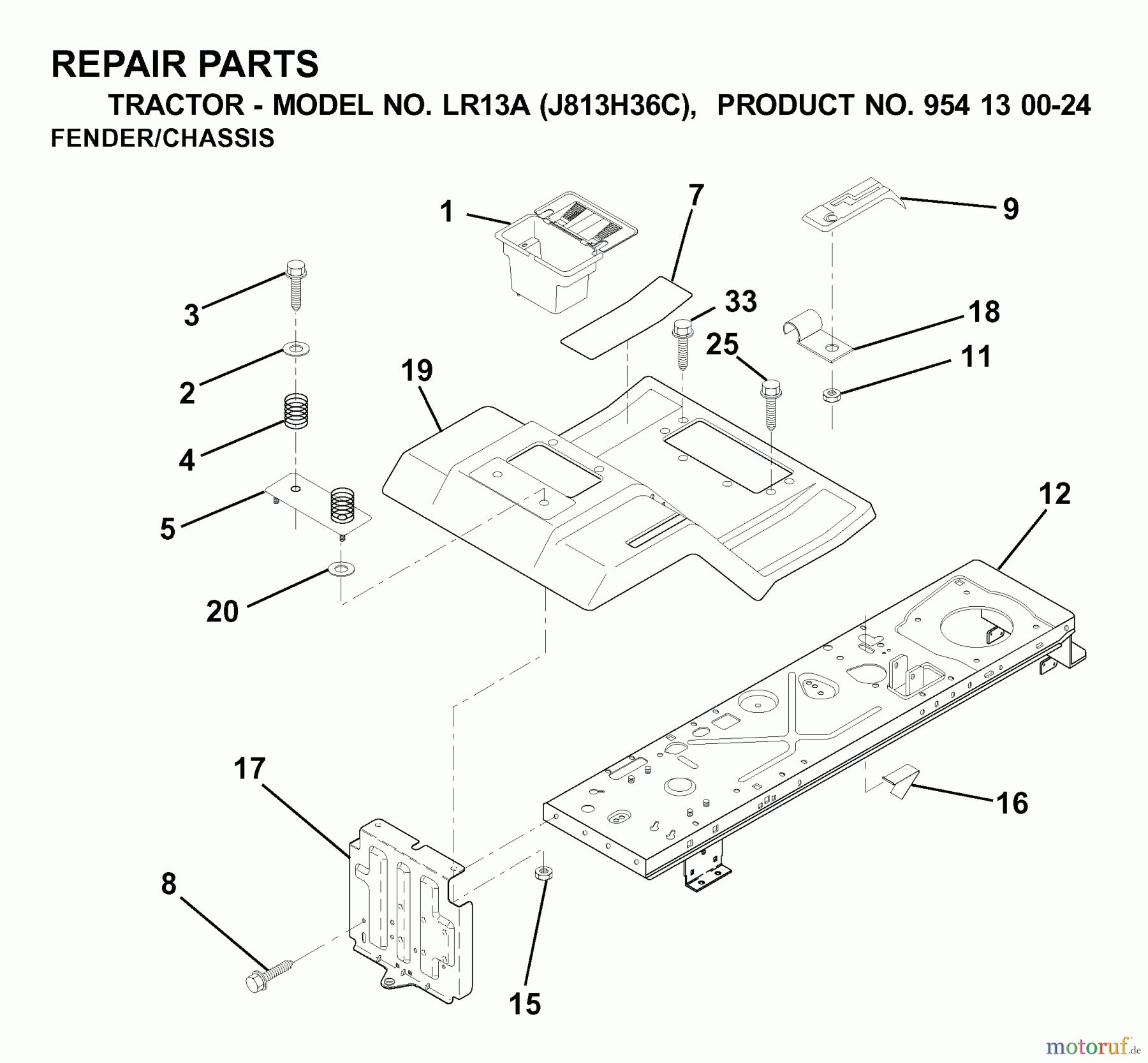 Jonsered Rasen und Garten Traktoren LR13A (J813H36C, 954130024) - Jonsered Lawn & Garden Tractor (2000-03) CHASSIS ENCLOSURES