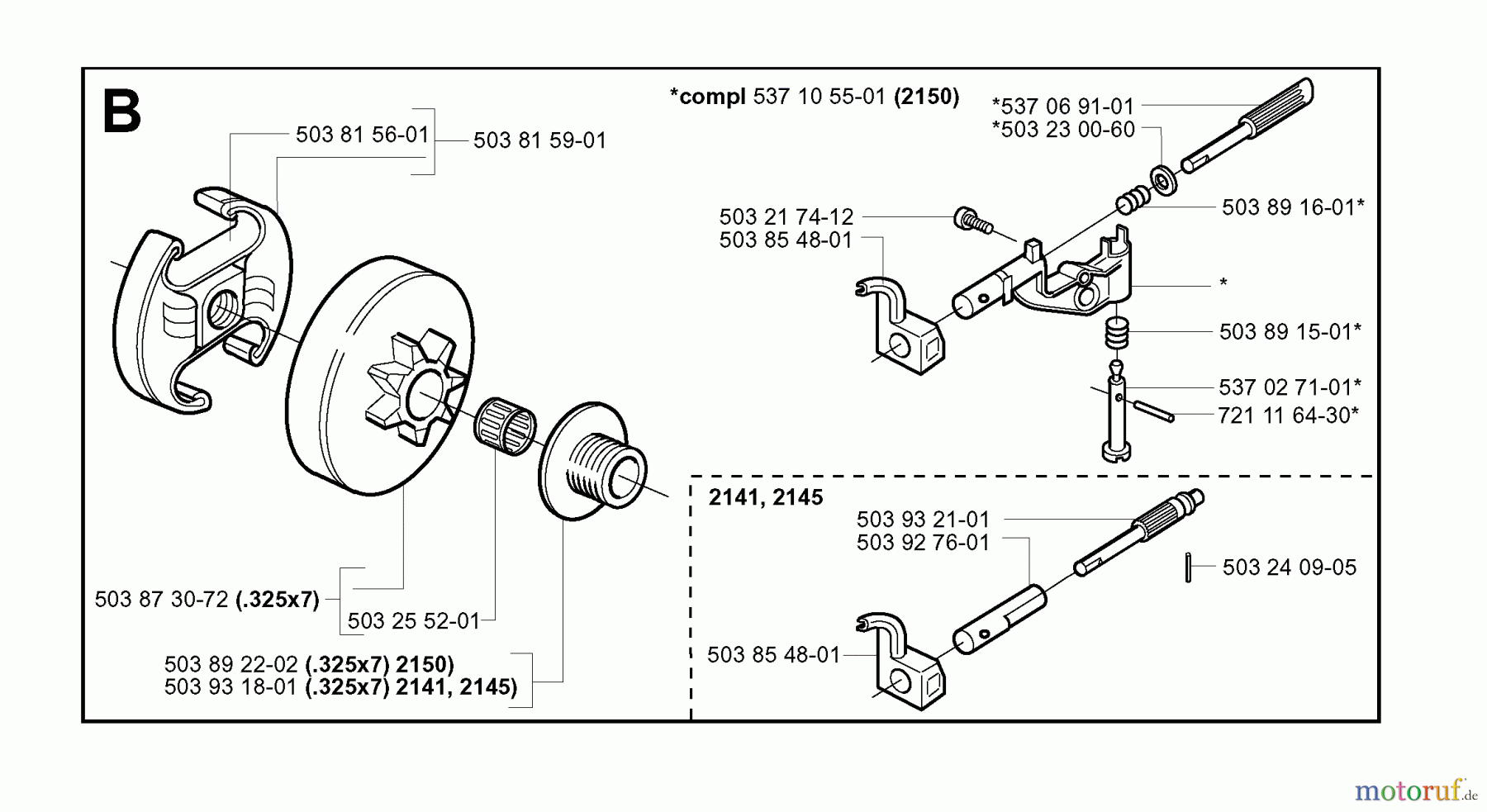 Jonsered Motorsägen 2145 - Jonsered Chainsaw (2000-08) CLUTCH OIL PUMP