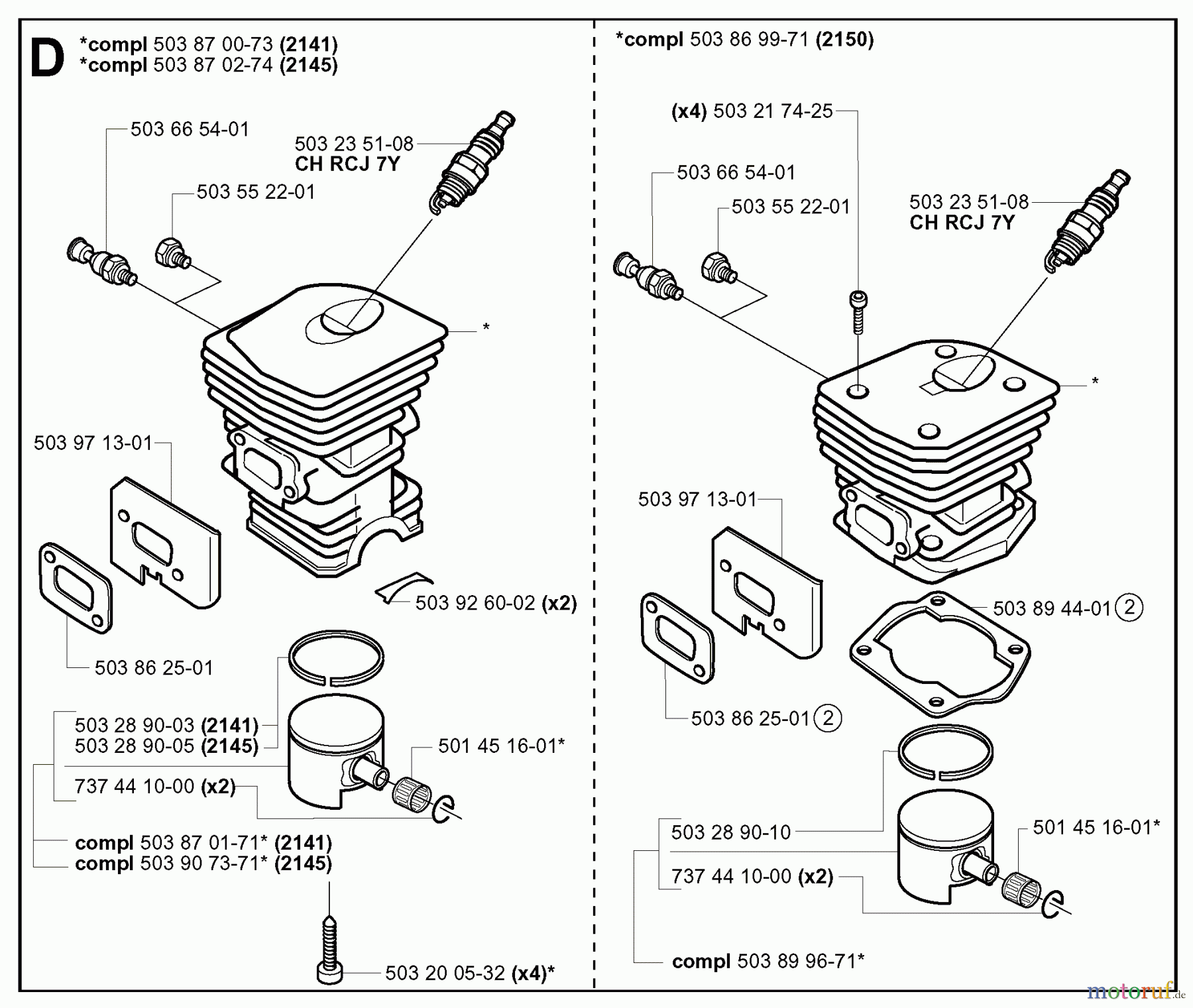  Jonsered Motorsägen 2150 - Jonsered Chainsaw (2000-08) CYLINDER PISTON