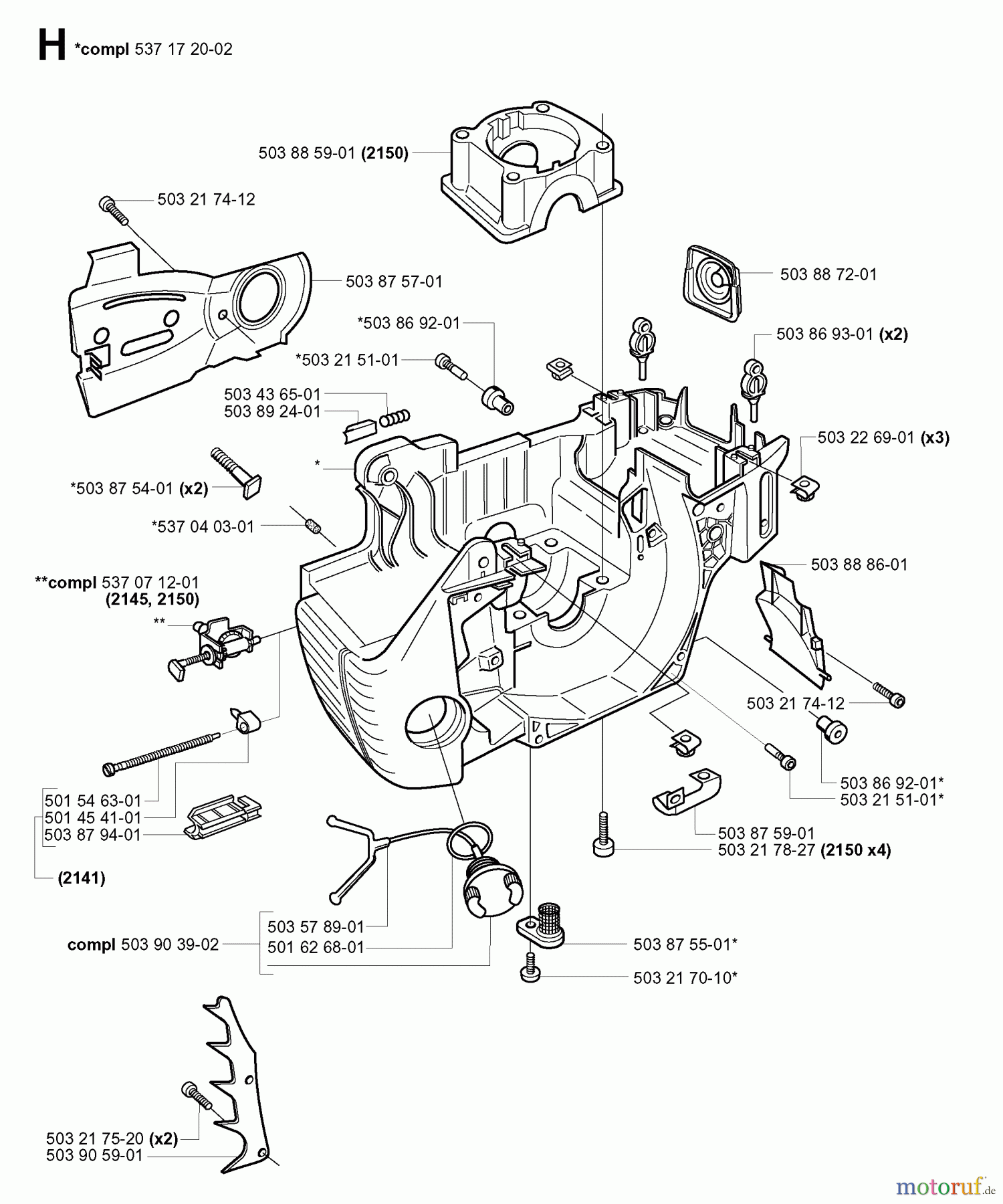 Jonsered Motorsägen 2150 - Jonsered Chainsaw (2001-09) CRANKCASE