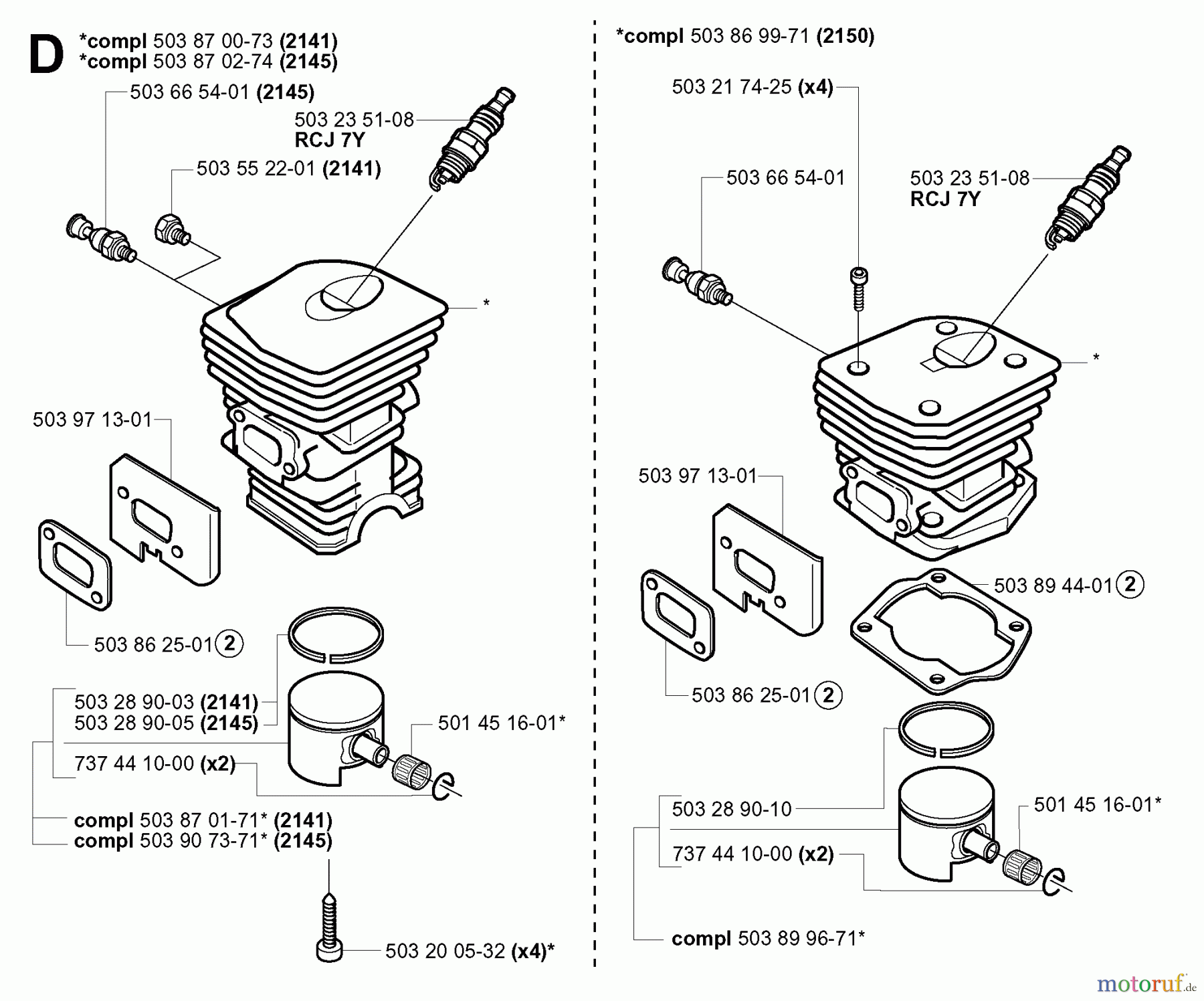 Jonsered Motorsägen 2145 - Jonsered Chainsaw (2001-09) CYLINDER PISTON