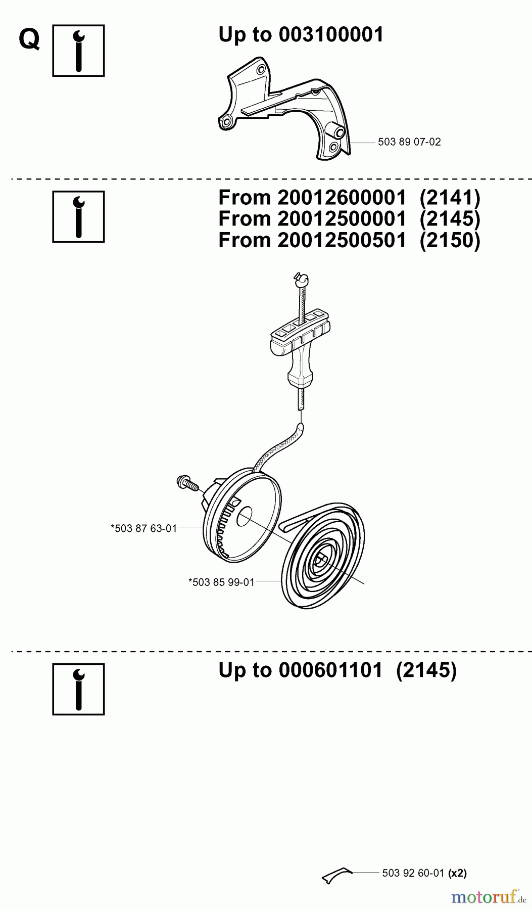 Jonsered Motorsägen 2150 - Jonsered Chainsaw (2001-09) SERVICE UPDATES