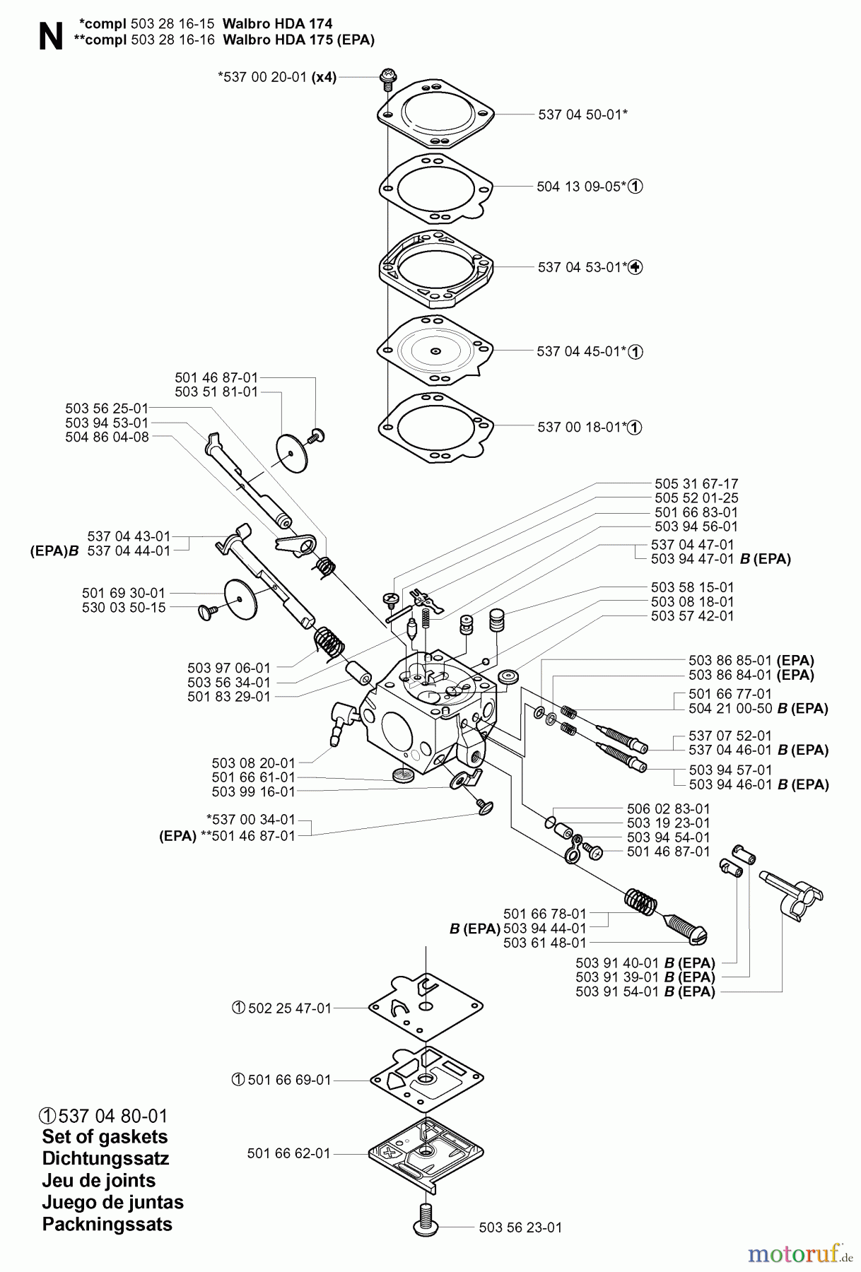 Jonsered Motorsägen 2159 - Jonsered Chainsaw (2001-07) CARBURETOR DETAILS