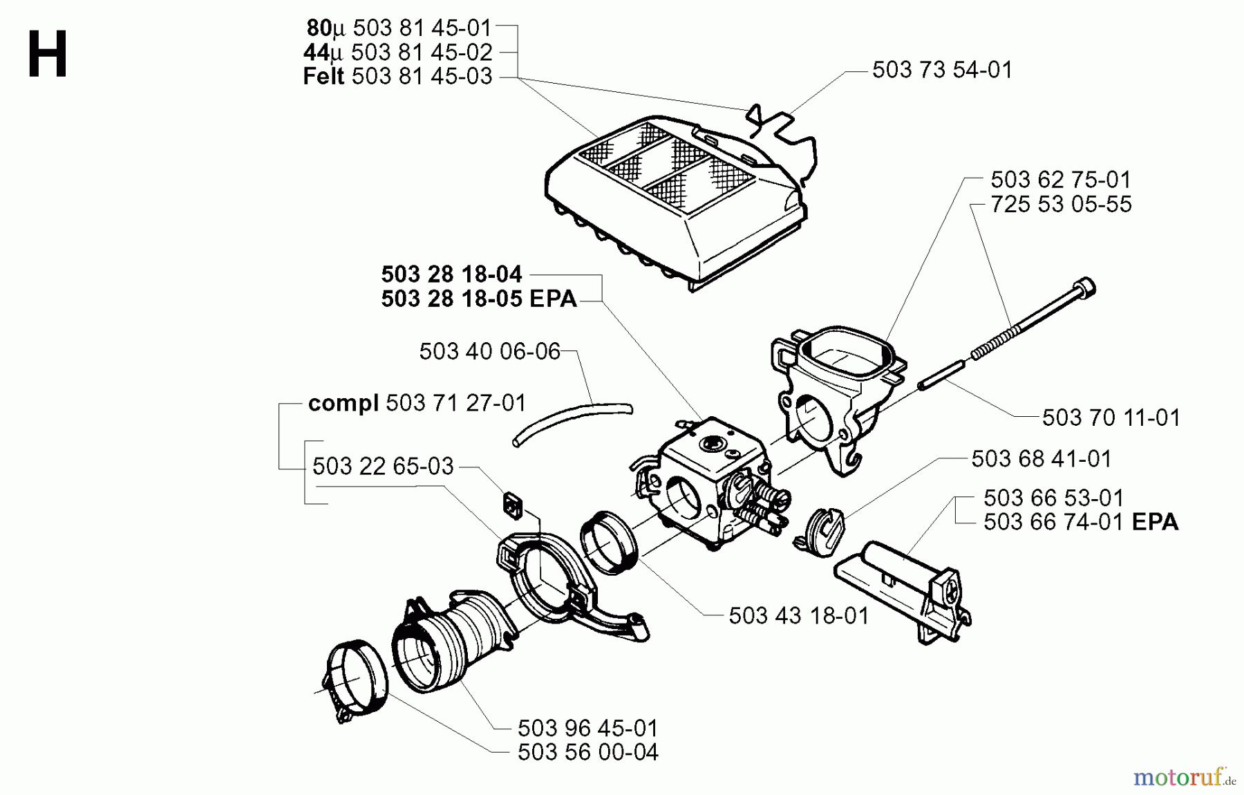 Jonsered Motorsägen 2171 - Jonsered Chainsaw (2000-04) CARBURETOR AIR FILTER