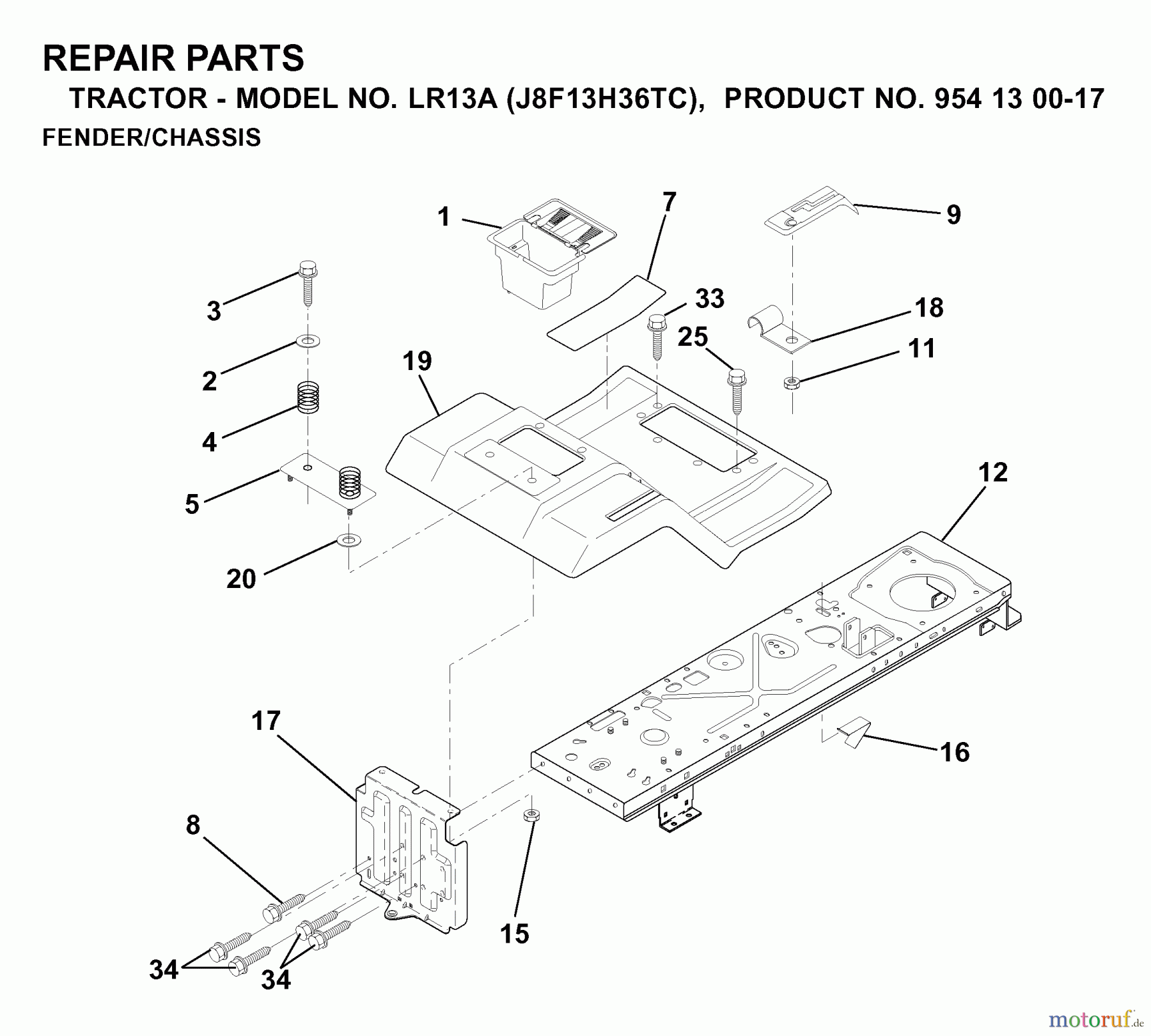  Jonsered Rasen  und Garten Traktoren LR13A (J8F13H36TC, 95413007) - Jonsered Lawn & Garden Tractor (2000-02) CHASSIS ENCLOSURES