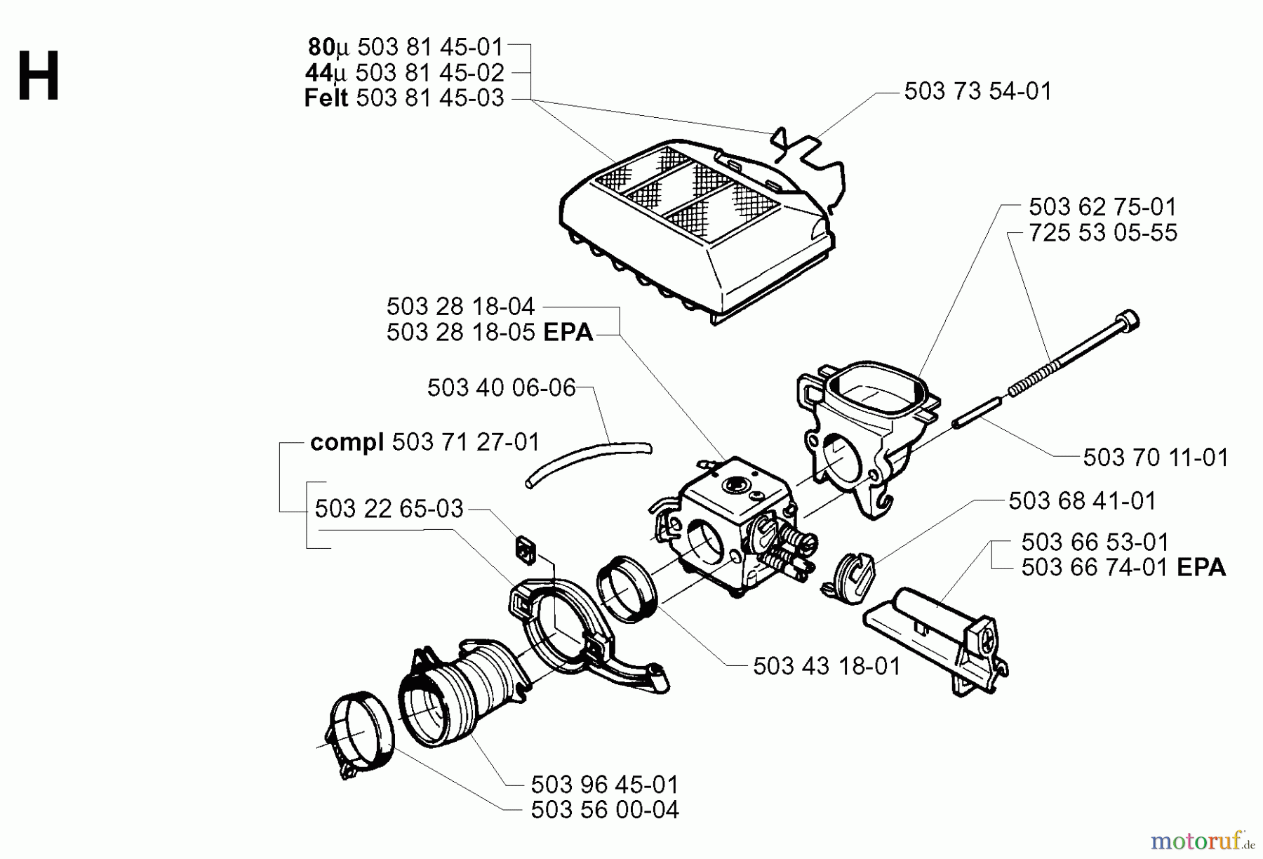 Jonsered Motorsägen 2171 EPA - Jonsered Chainsaw (2001-10) CARBURETOR AIR FILTER