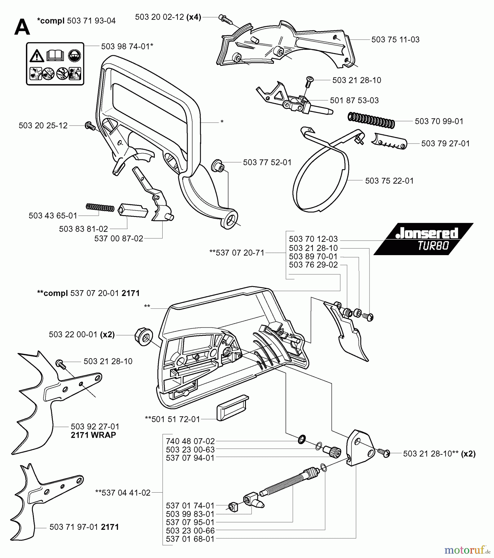 Jonsered Motorsägen 2171 EPA - Jonsered Chainsaw (2001-10) CHAIN BRAKE CLUTCH COVER