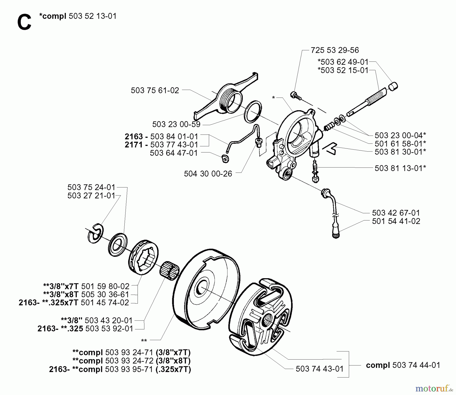 Jonsered Motorsägen 2171 EPA - Jonsered Chainsaw (2001-10) CLUTCH OIL PUMP