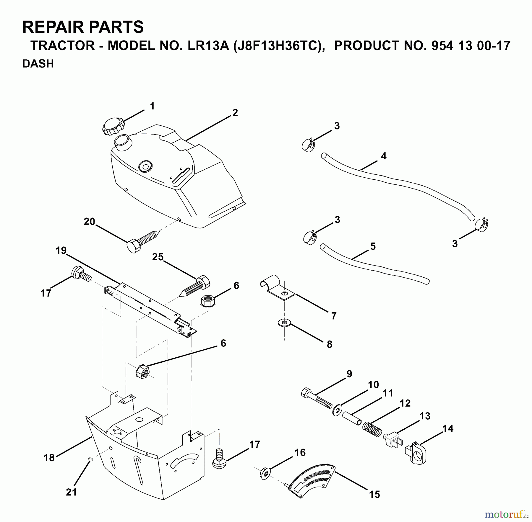 Jonsered Rasen und Garten Traktoren LR13A (J8F13H36TC, 95413007) - Jonsered Lawn & Garden Tractor (2000-02) DASH
