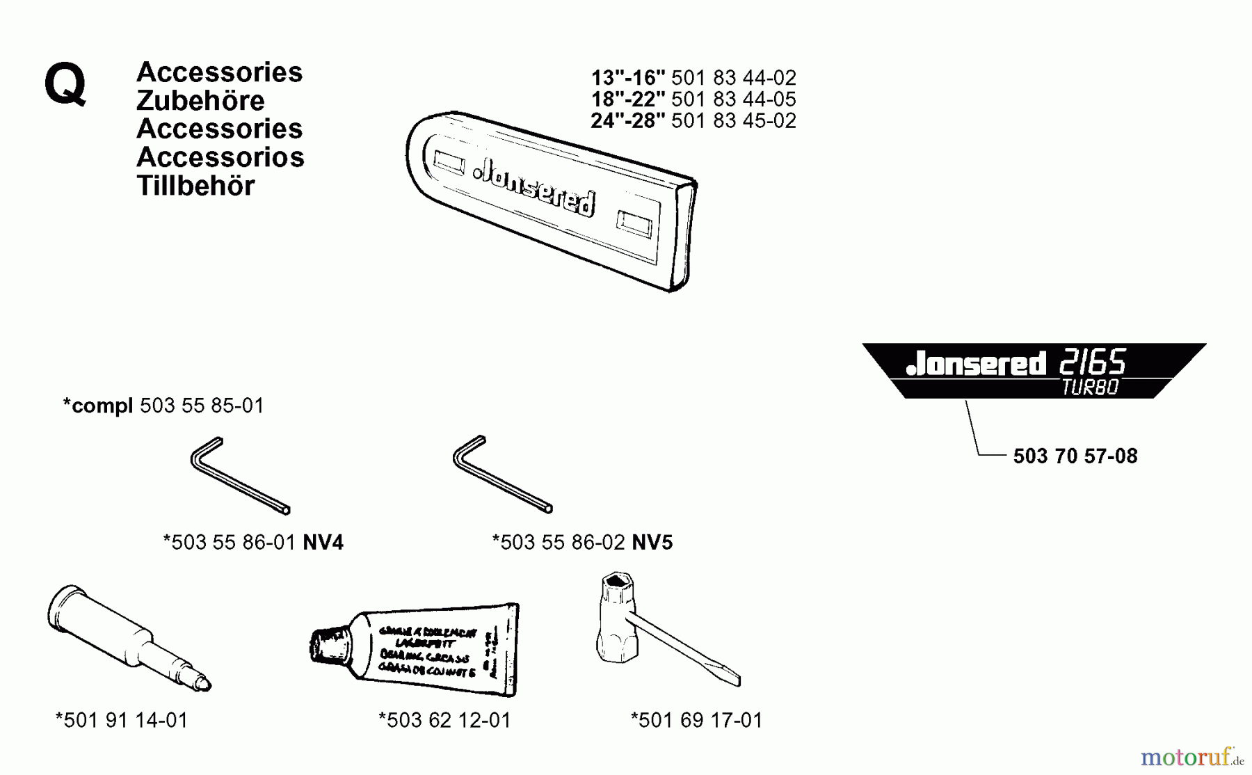  Jonsered Motorsägen 2165 - Jonsered Chainsaw (2000-04) ACCESSORIES