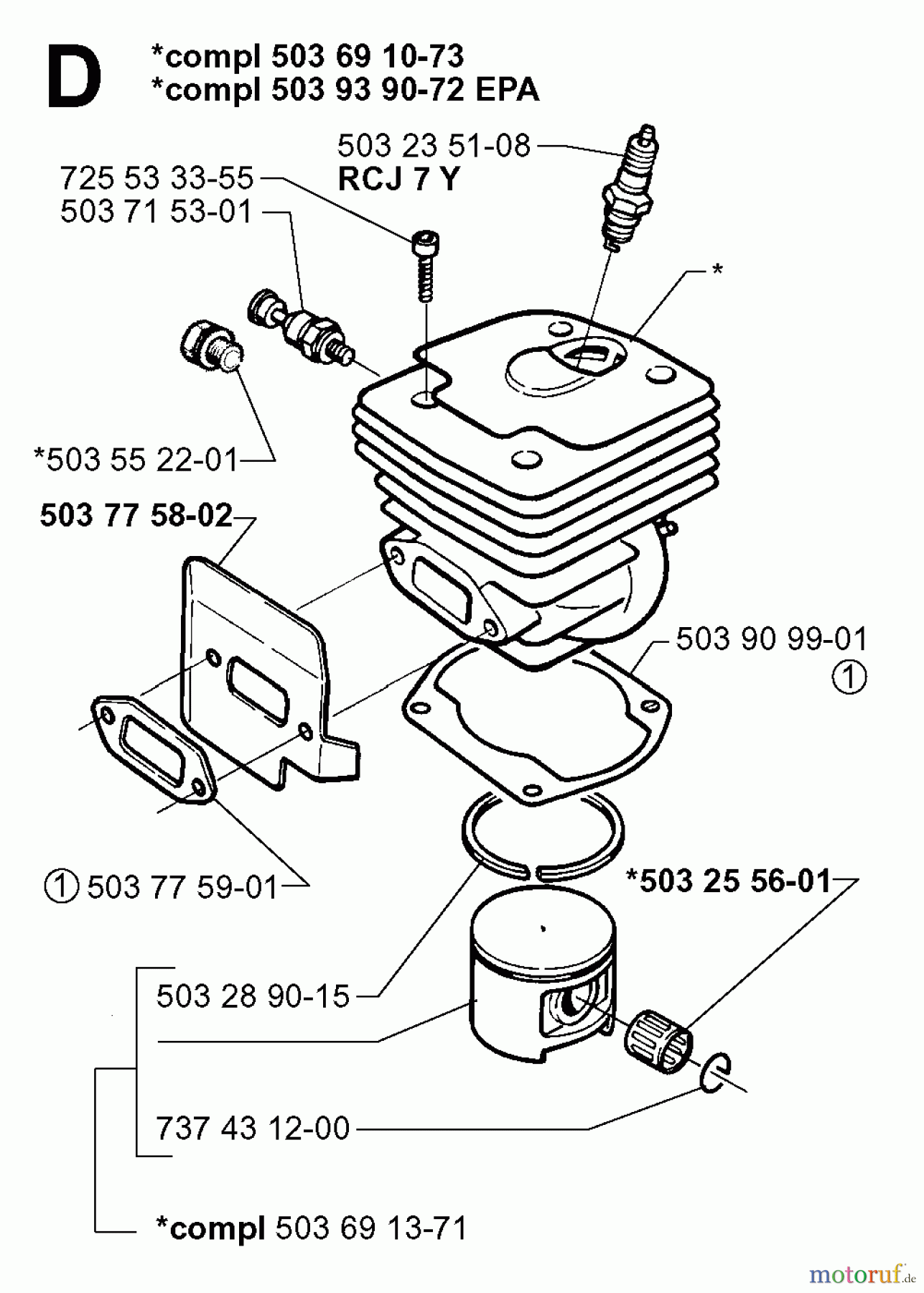  Jonsered Motorsägen 2165 - Jonsered Chainsaw (2000-04) CYLINDER PISTON