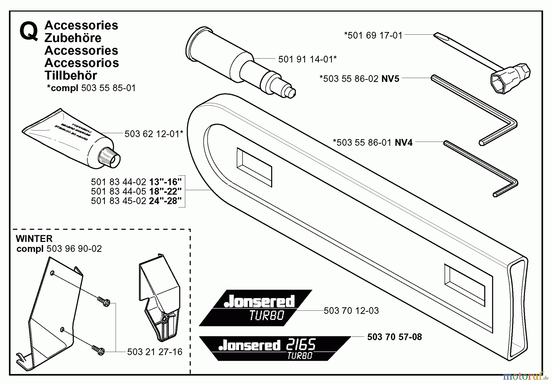 Jonsered Motorsägen 2165 EPA - Jonsered Chainsaw (2002-01) ACCESSORIES