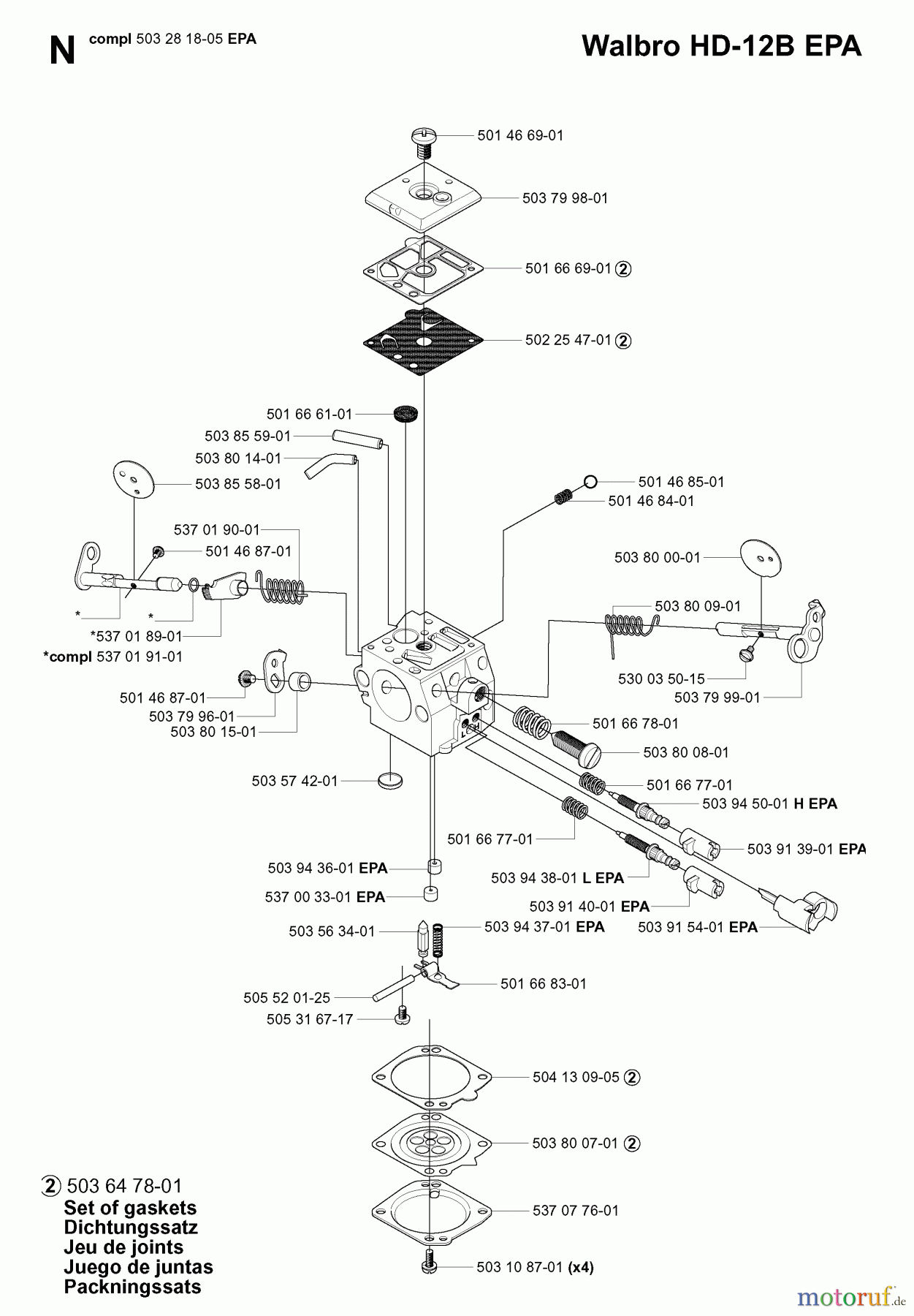 Jonsered Motorsägen 2165 EPA - Jonsered Chainsaw (2002-01) CARBURETOR DETAILS #1