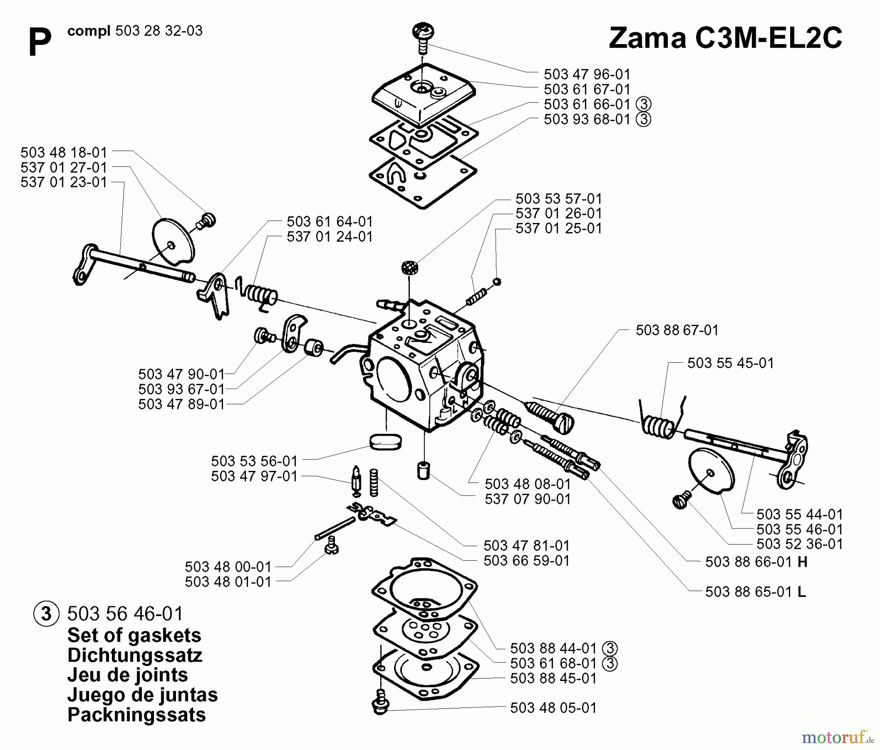 Jonsered Motorsägen 2165 EPA - Jonsered Chainsaw (2002-01) CARBURETOR DETAILS #2