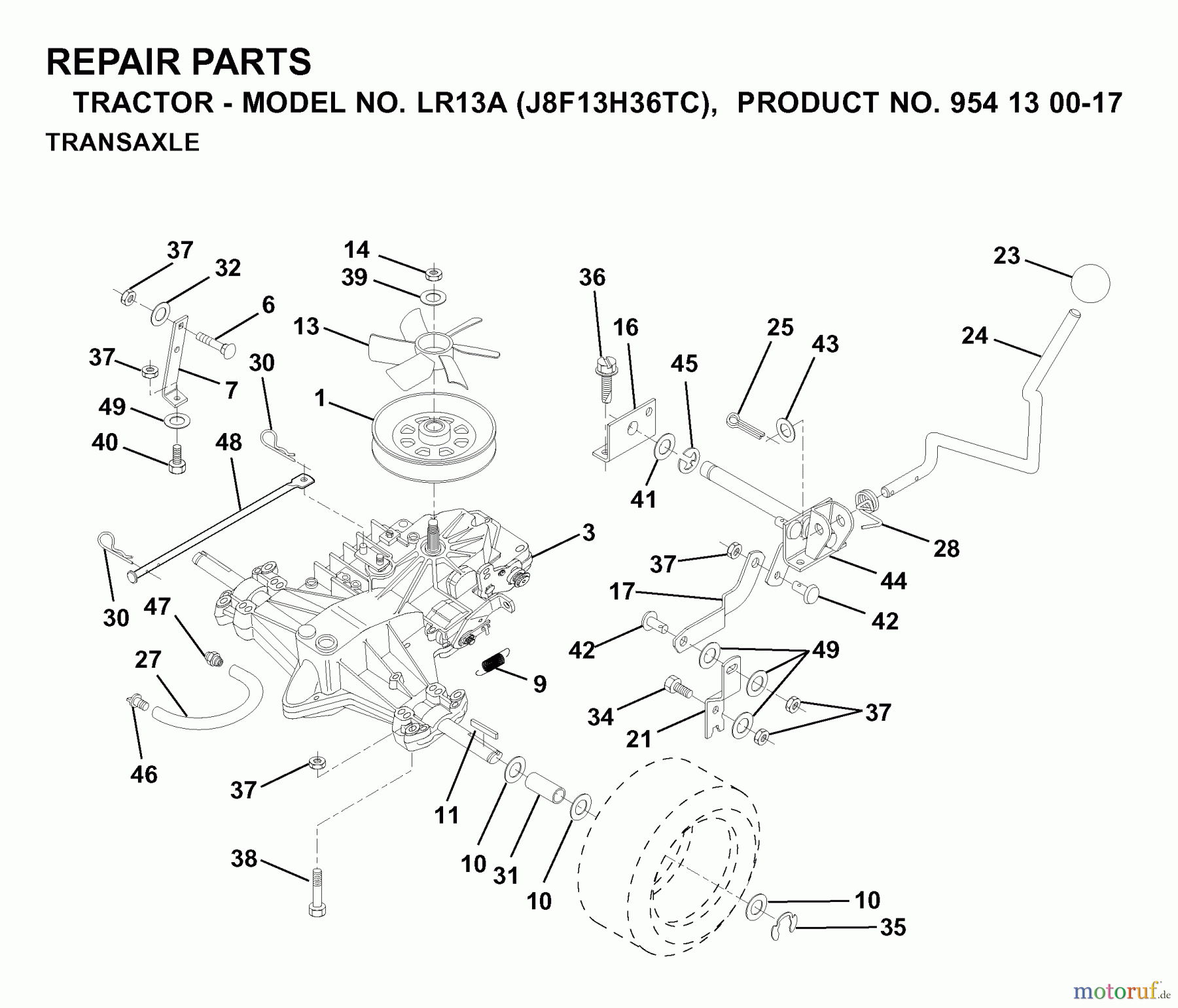 Jonsered Rasen und Garten Traktoren LR13A (J8F13H36TC, 95413007) - Jonsered Lawn & Garden Tractor (2000-02) TRANSMISSION