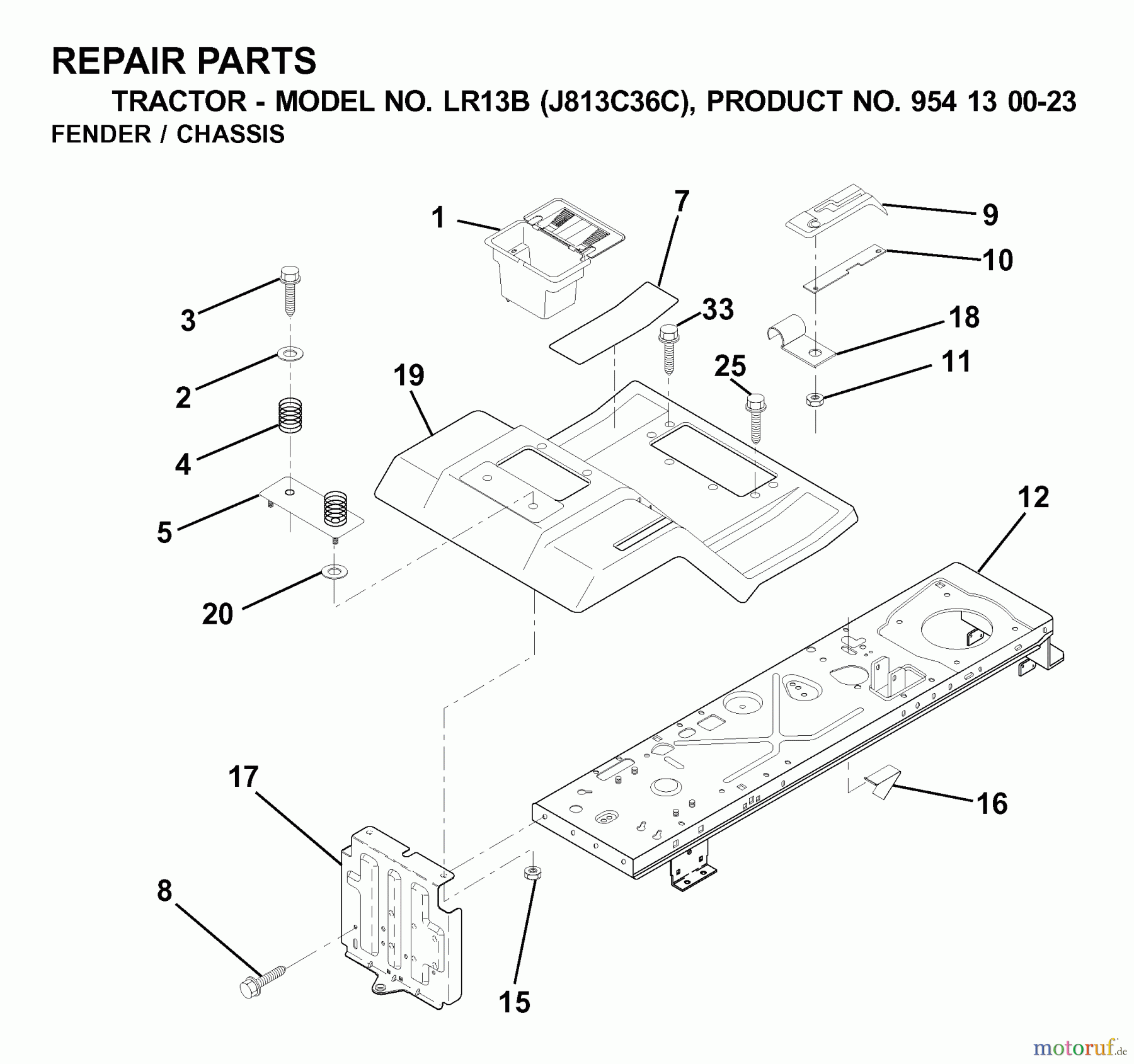 Jonsered Rasen  und Garten Traktoren LR13B (J813C36C, 954130023) - Jonsered Lawn & Garden Tractor (2000-03) CHASSIS ENCLOSURES