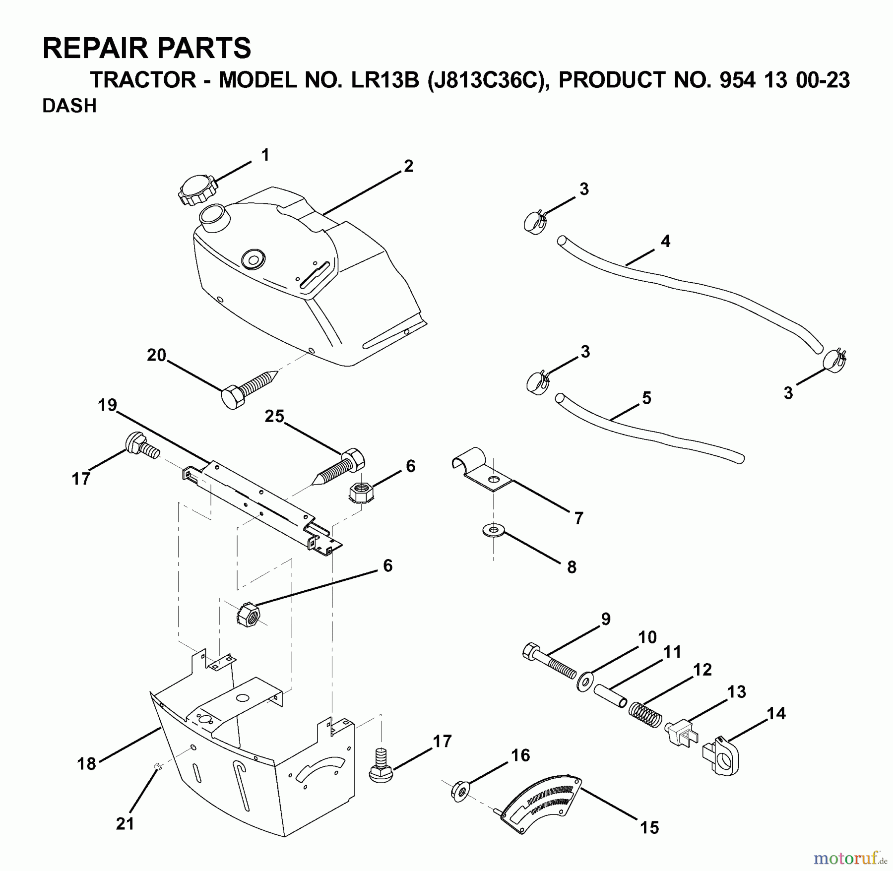 Jonsered Rasen und Garten Traktoren LR13B (J813C36C, 954130023) - Jonsered Lawn & Garden Tractor (2000-03) DASH
