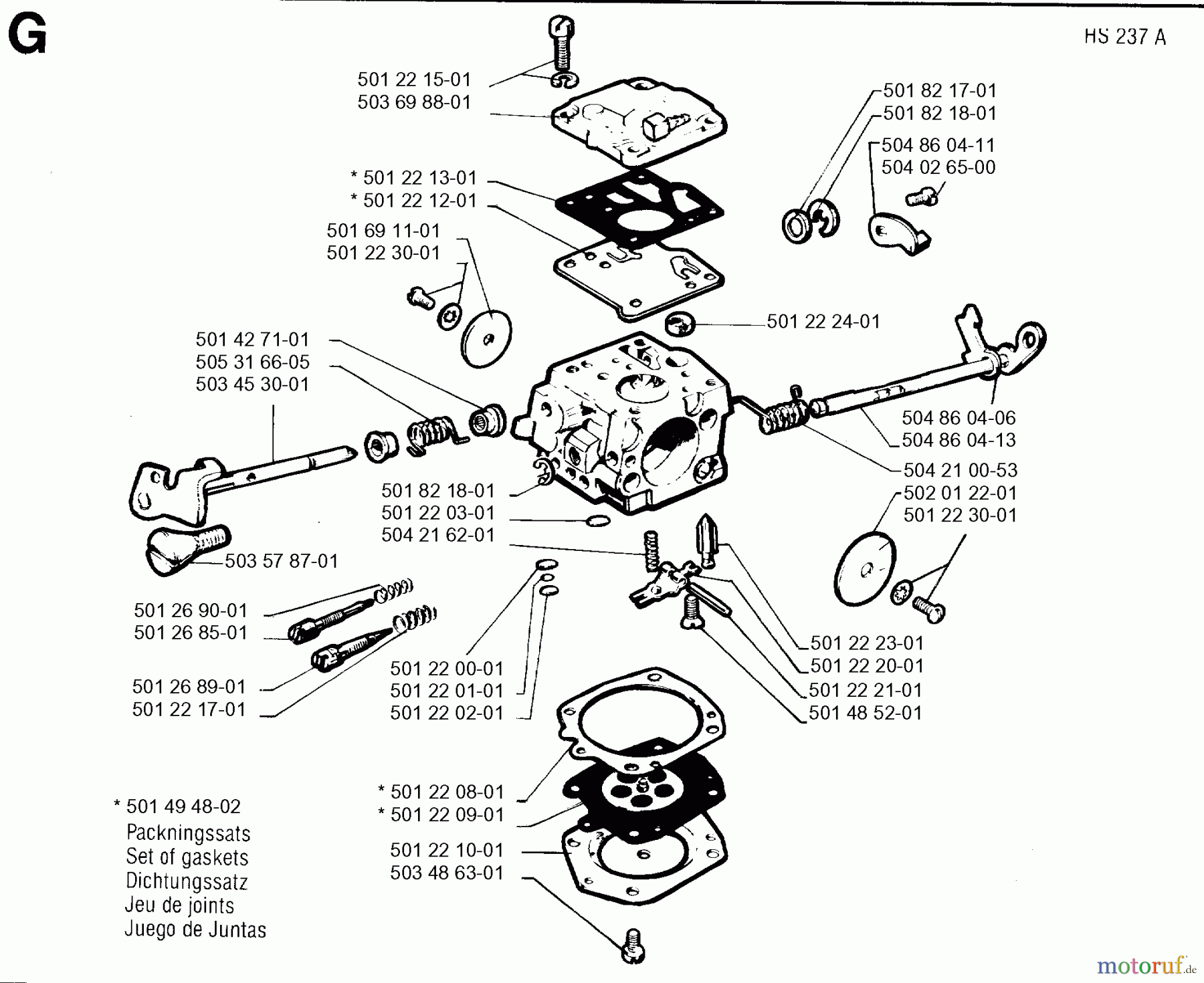  Jonsered Motorsägen 625 - Jonsered Chainsaw (1994-05) CARBURETOR DETAILS