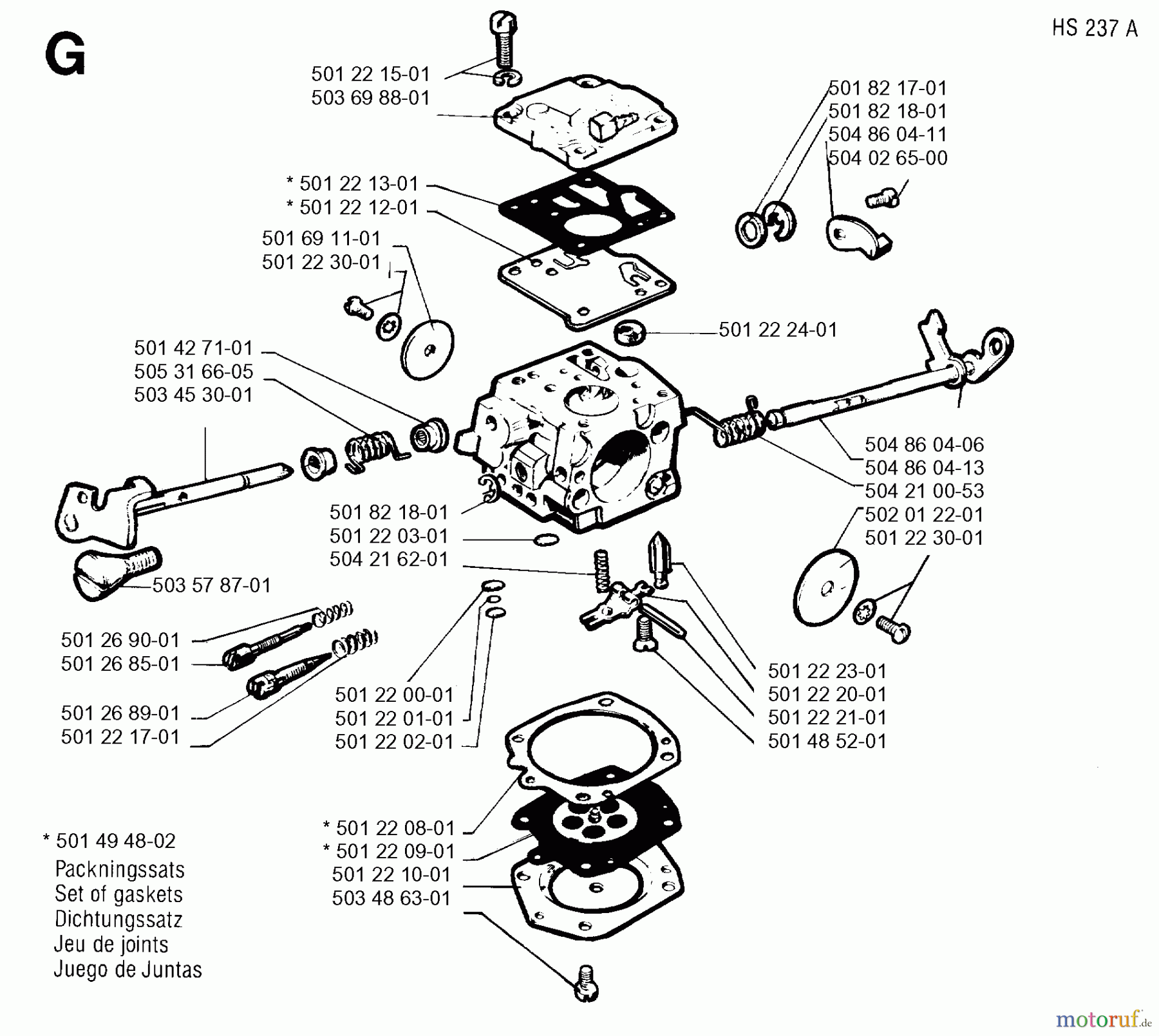 Jonsered Motorsägen 625 - Jonsered Chainsaw (1995-10) CARBURETOR DETAILS