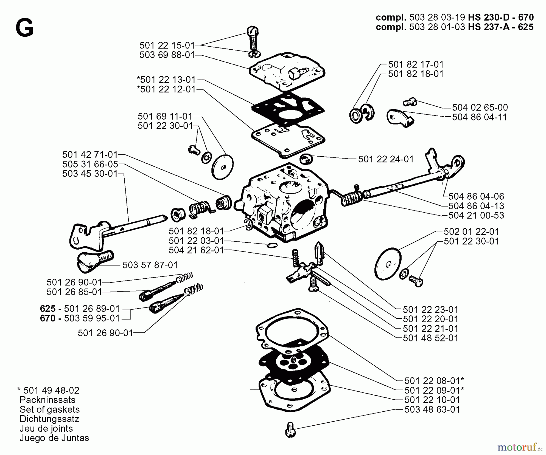  Jonsered Motorsägen 670 CHAMP - Jonsered Chainsaw (1999-02) CARBURETOR DETAILS